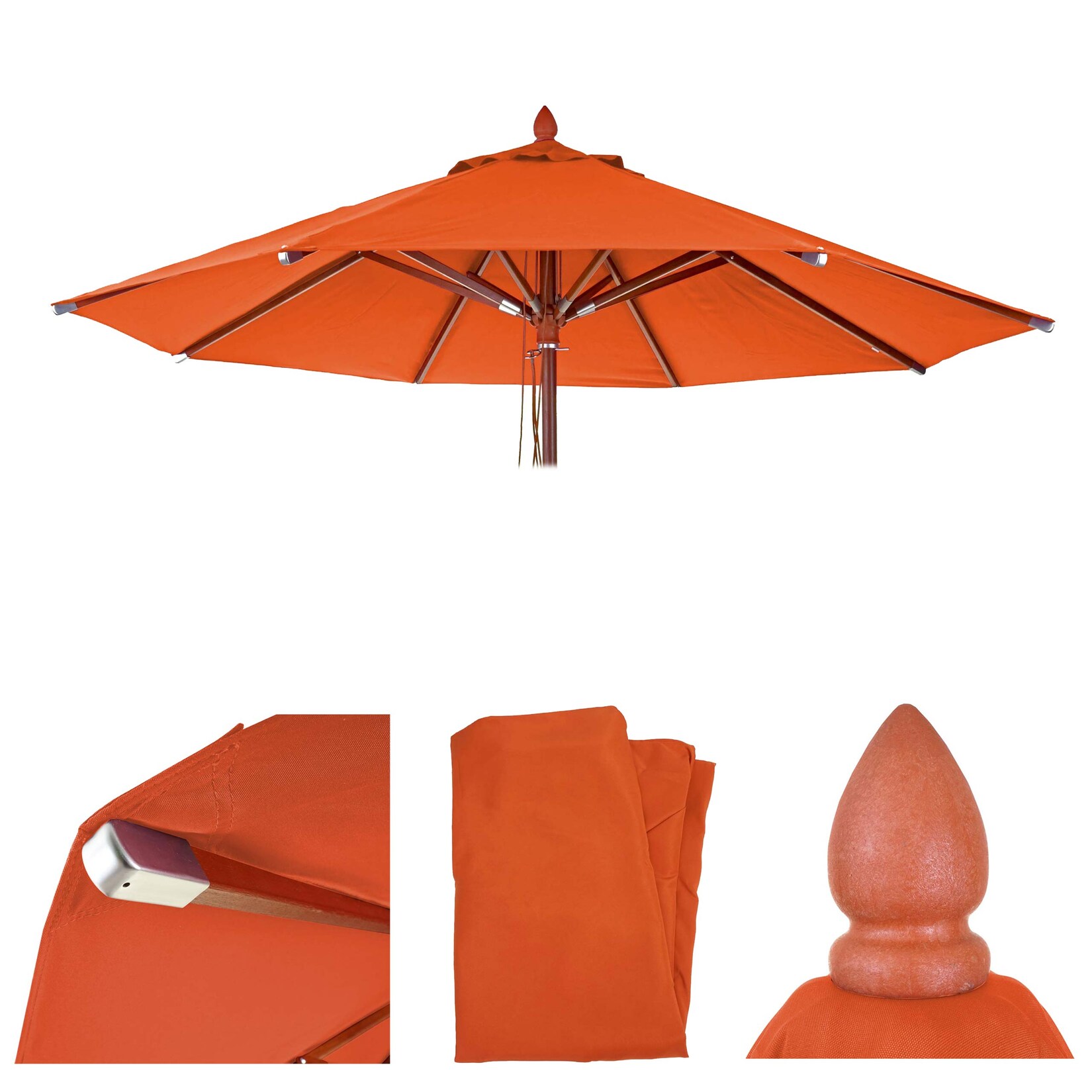Ersatz-Bezug für Gastronomie Holz-Sonnenschirm MCW-C57, Sonnenschirmbezug Ersatzbezug, rund Ø4m Polyester 3kg ~ terracotta | 04057651423425