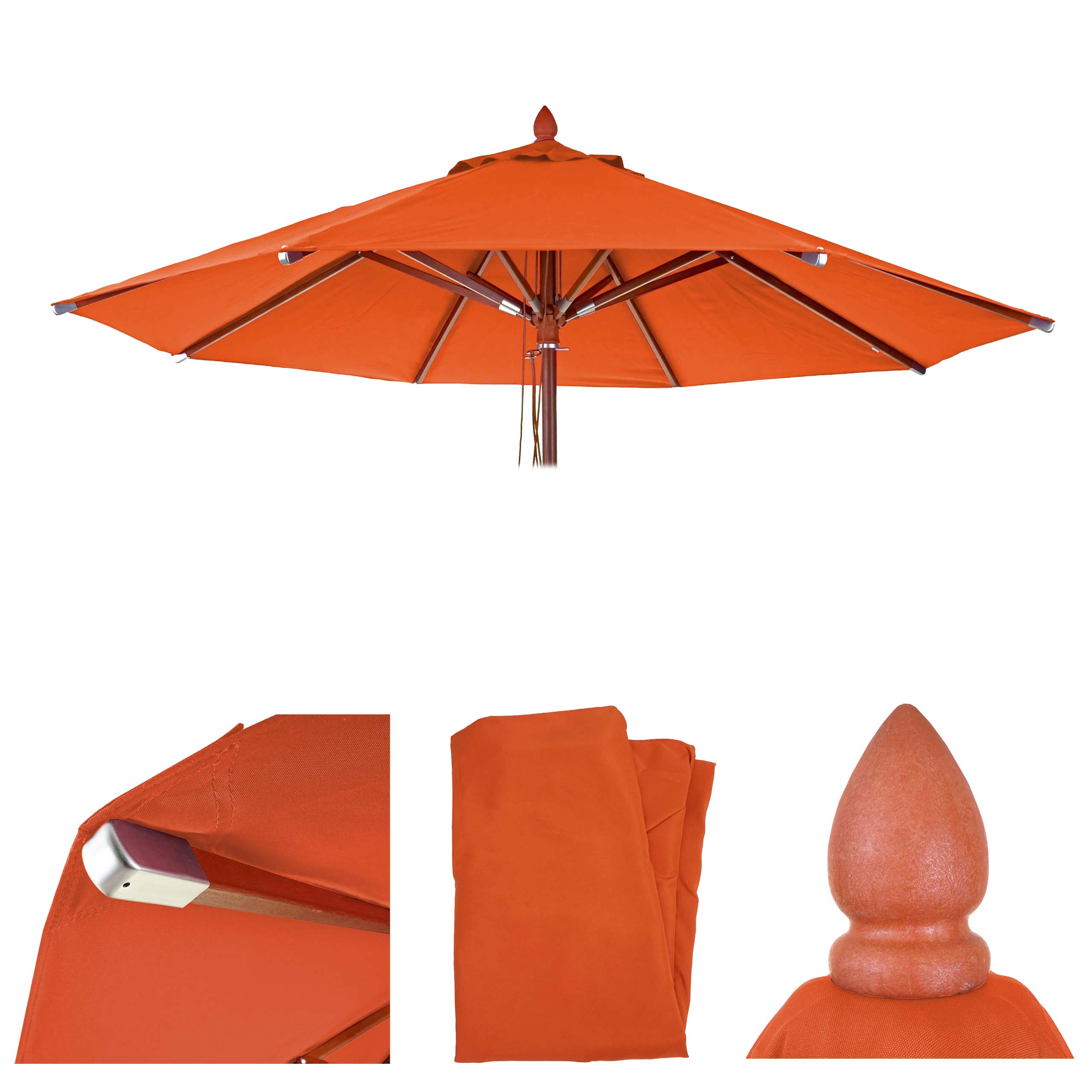 Ersatz-Bezug f&uuml;r Gastronomie Holz-Sonnenschirm MCW-C57, Sonnenschirmbezug Ersatzbezug, rund &Oslash;3m Polyester 3kg ~ terracotta - Bild 1