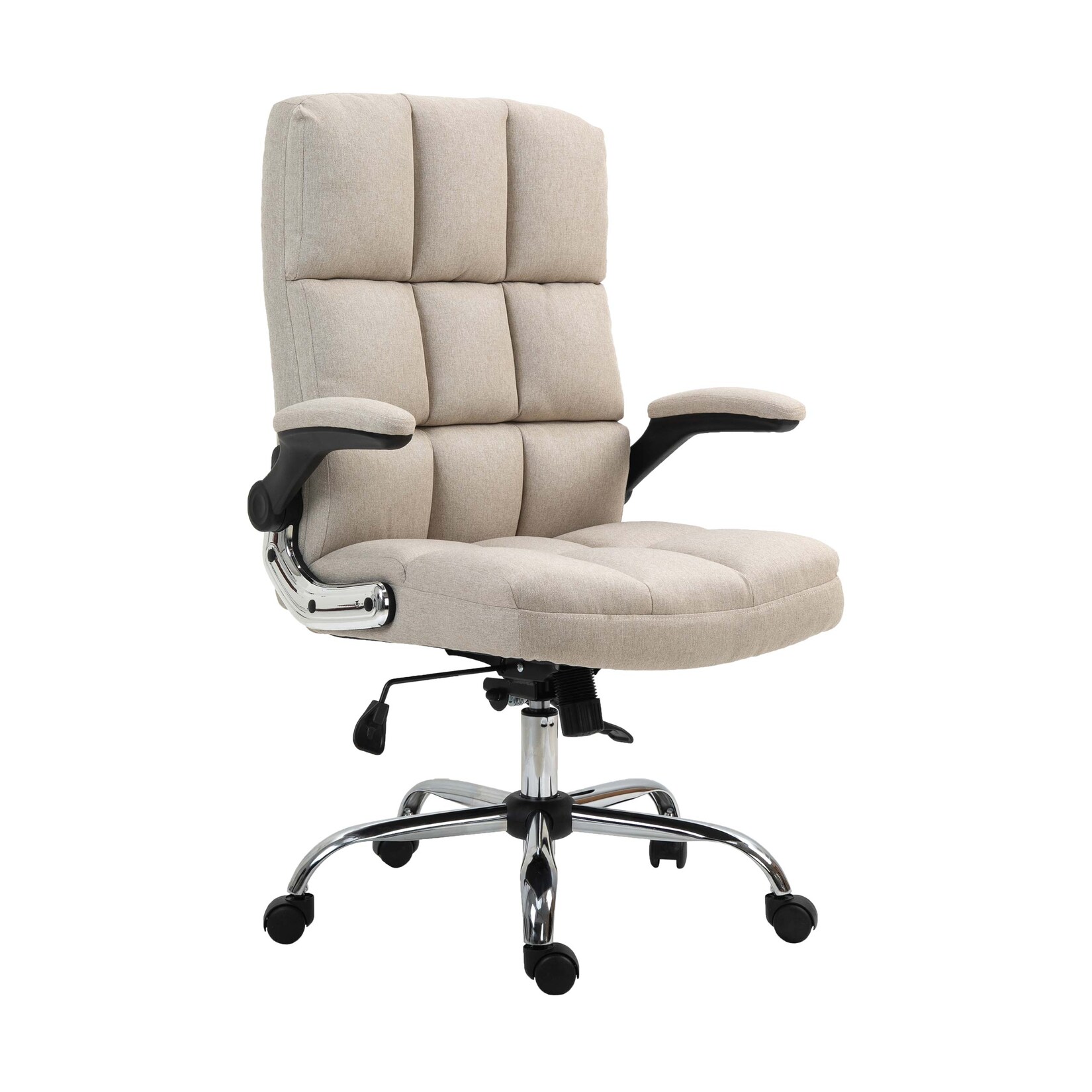 Bürostuhl MCW-J21, Chefsessel Drehstuhl Schreibtischstuhl, höhenverstellbar ~ Stoff/Textil hellbraun