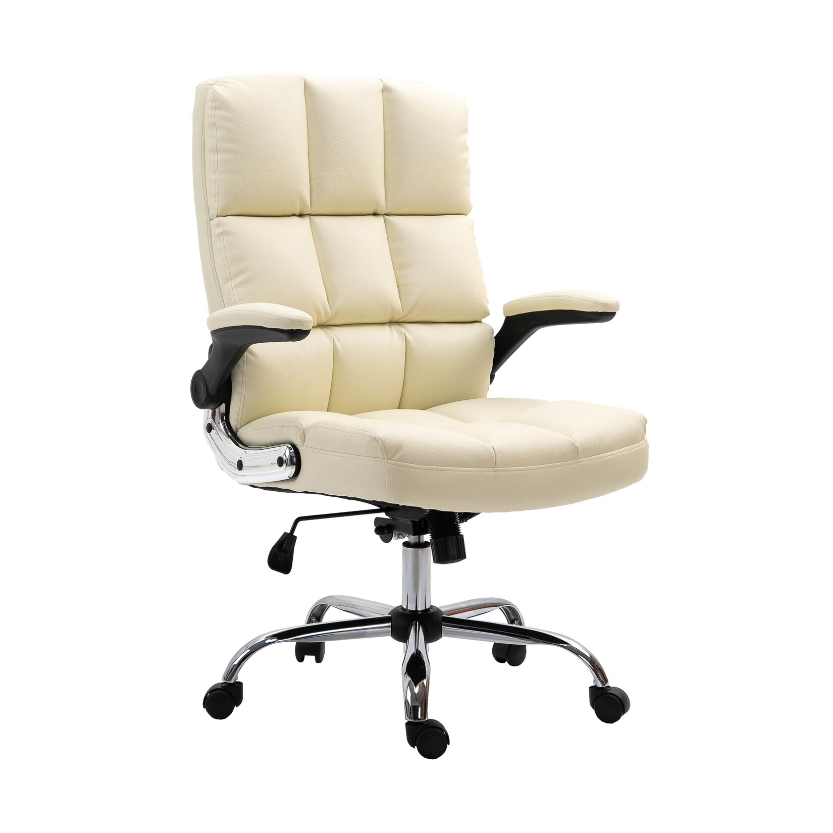 Bürostuhl MCW-J21, Chefsessel Drehstuhl Schreibtischstuhl, höhenverstellbar ~ Kunstleder creme