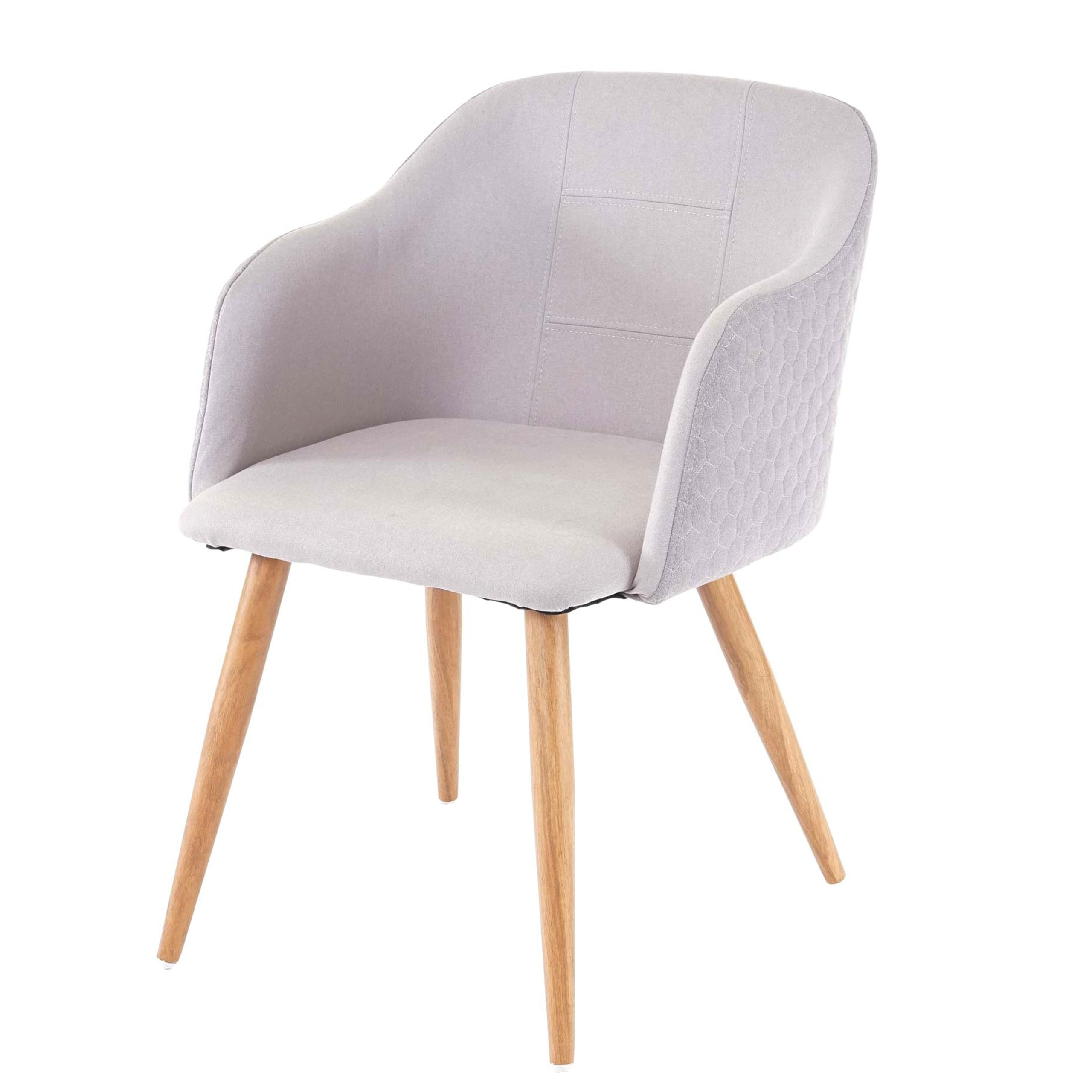 Esszimmerstuhl MCW-D71, Stuhl K&uuml;chenstuhl, Retro Design, Armlehnen Stoff/Textil ~ hellgrau-grau - Bild 1