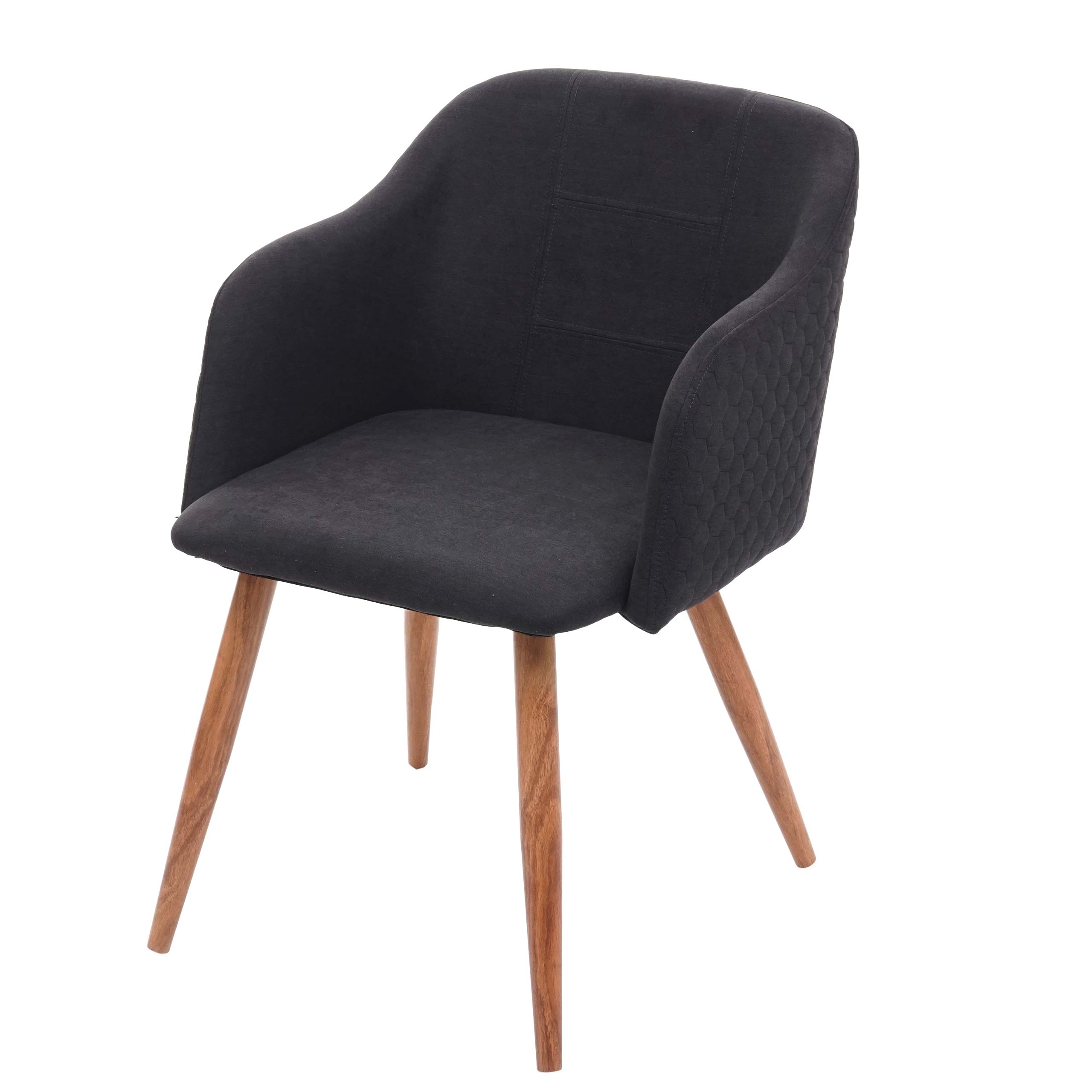 Esszimmerstuhl MCW-D71, Stuhl K&uuml;chenstuhl, Retro Design, Armlehnen Stoff/Textil ~ anthrazit-grau - Bild 1