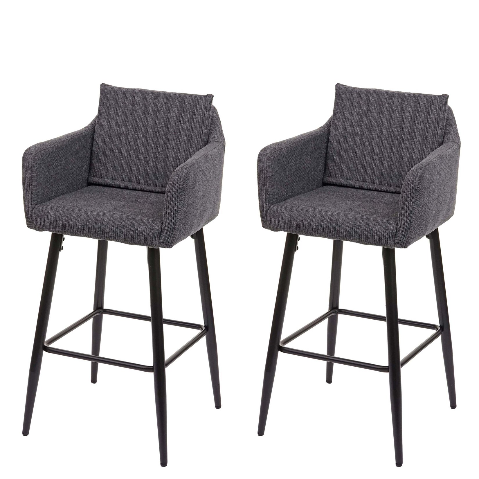 2er-Set Barhocker MCW-H93, Barstuhl Tresenhocker, Fußablage Metall ~ Stoff/Textil dunkelgrau