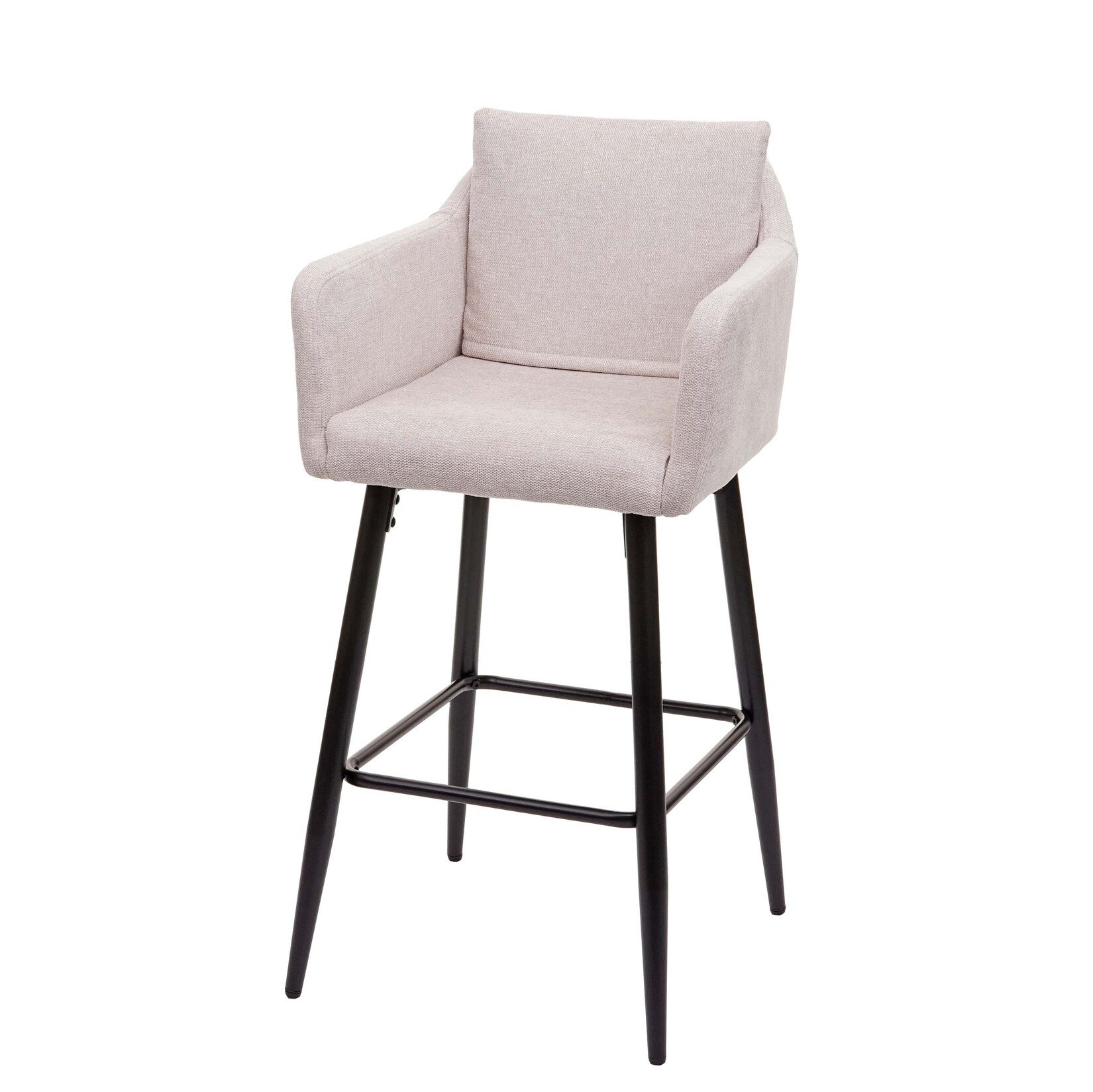 Barhocker MCW-H93, Barstuhl Tresenhocker, Fußablage Metall ~ Stoff/Textil creme-beige