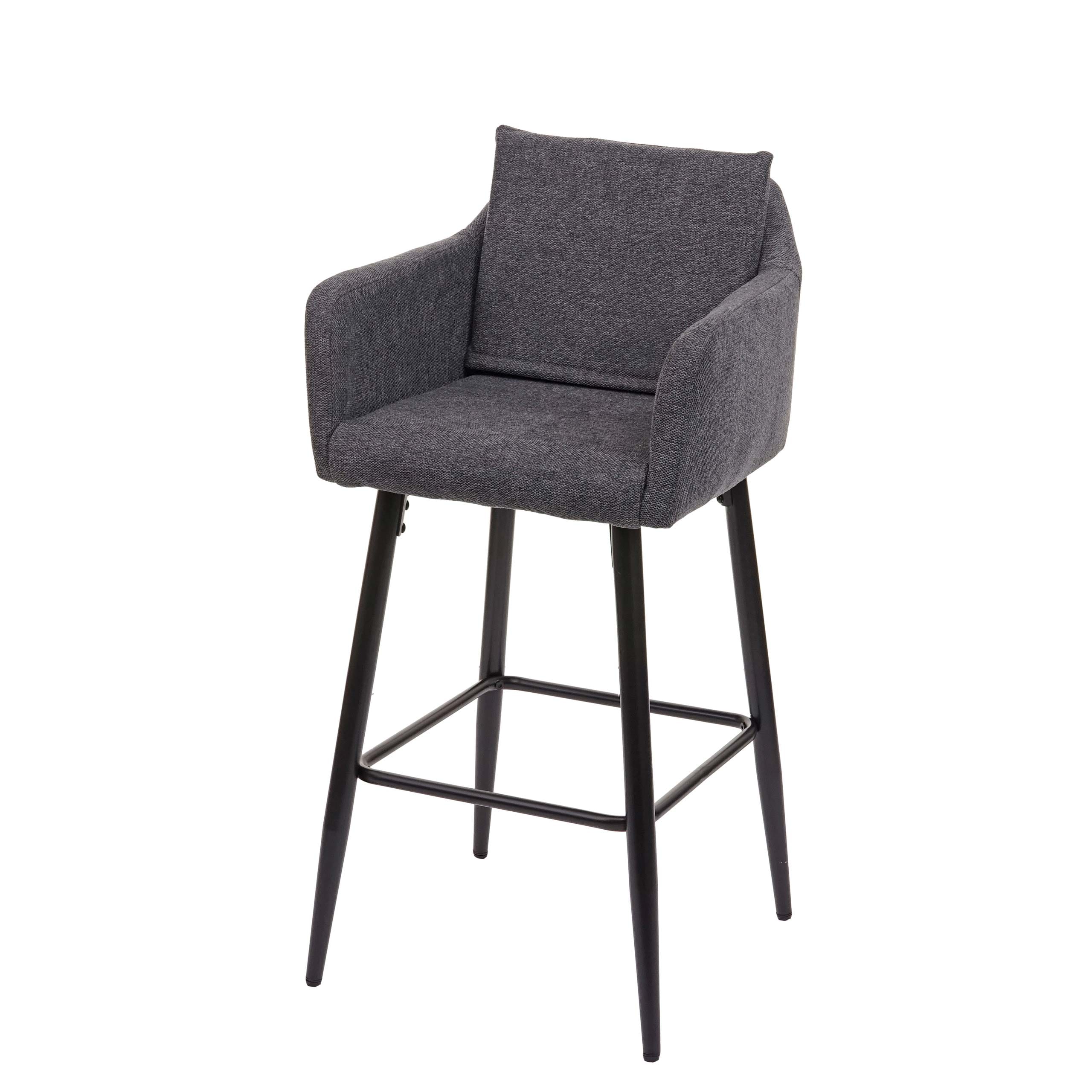 Barhocker MCW-H93, Barstuhl Tresenhocker, Fu&szlig;ablage Metall ~ Stoff/Textil dunkelgrau - Bild 1