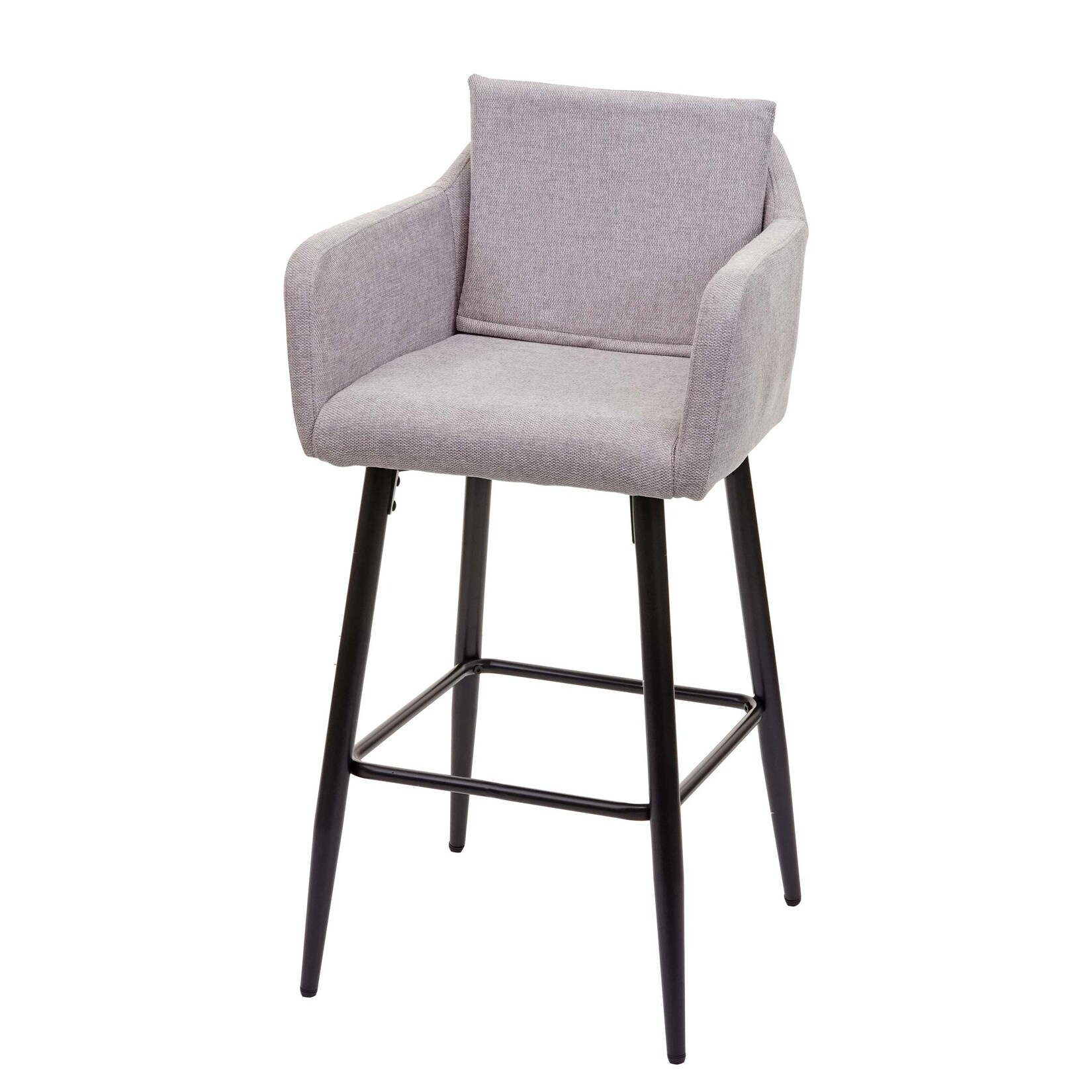 Barhocker MCW-H93, Barstuhl Tresenhocker, Fußablage Metall ~ Stoff/Textil hellgrau