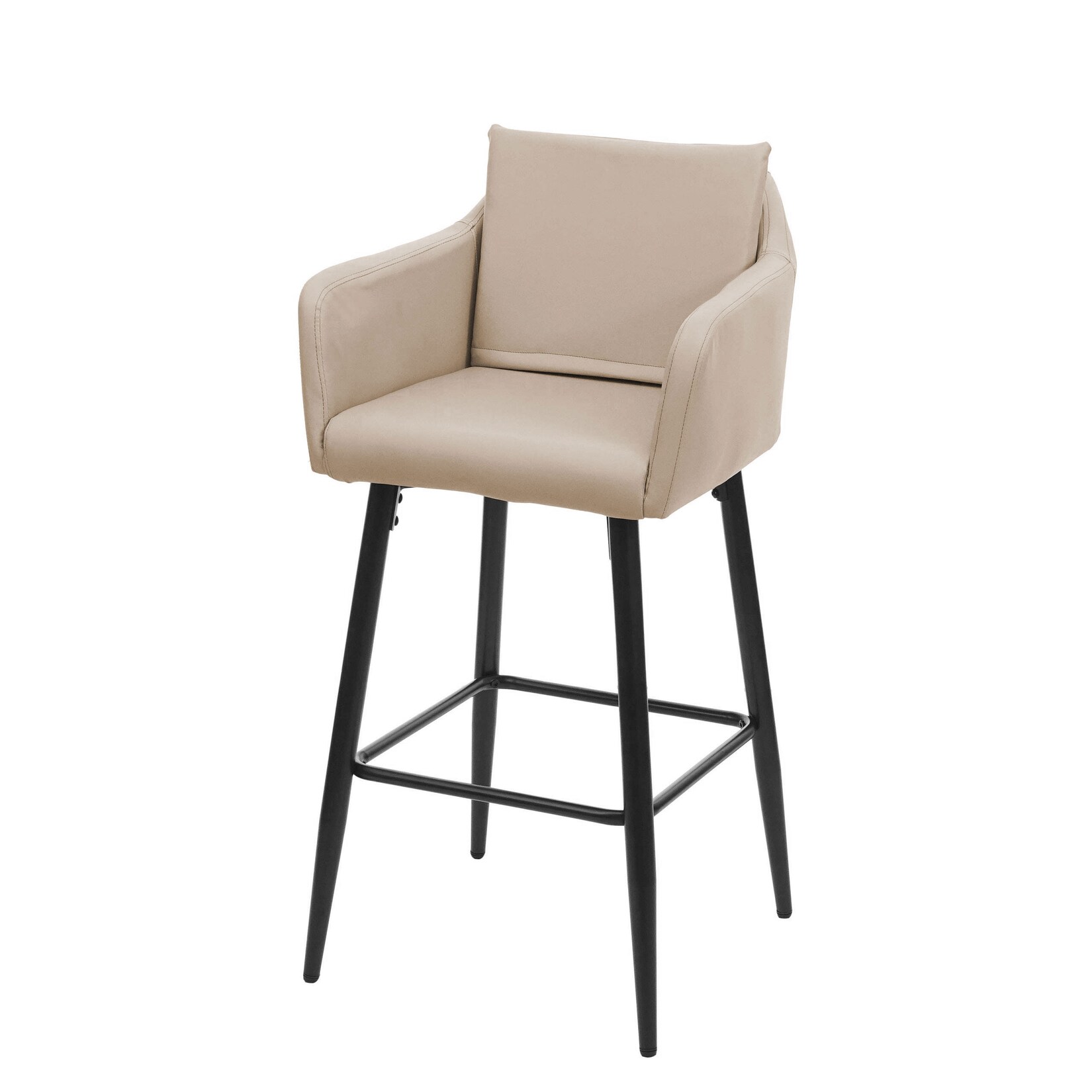Barhocker MCW-H93, Barstuhl Tresenhocker, Fußablage Metall ~ Kunstleder taupe-beige