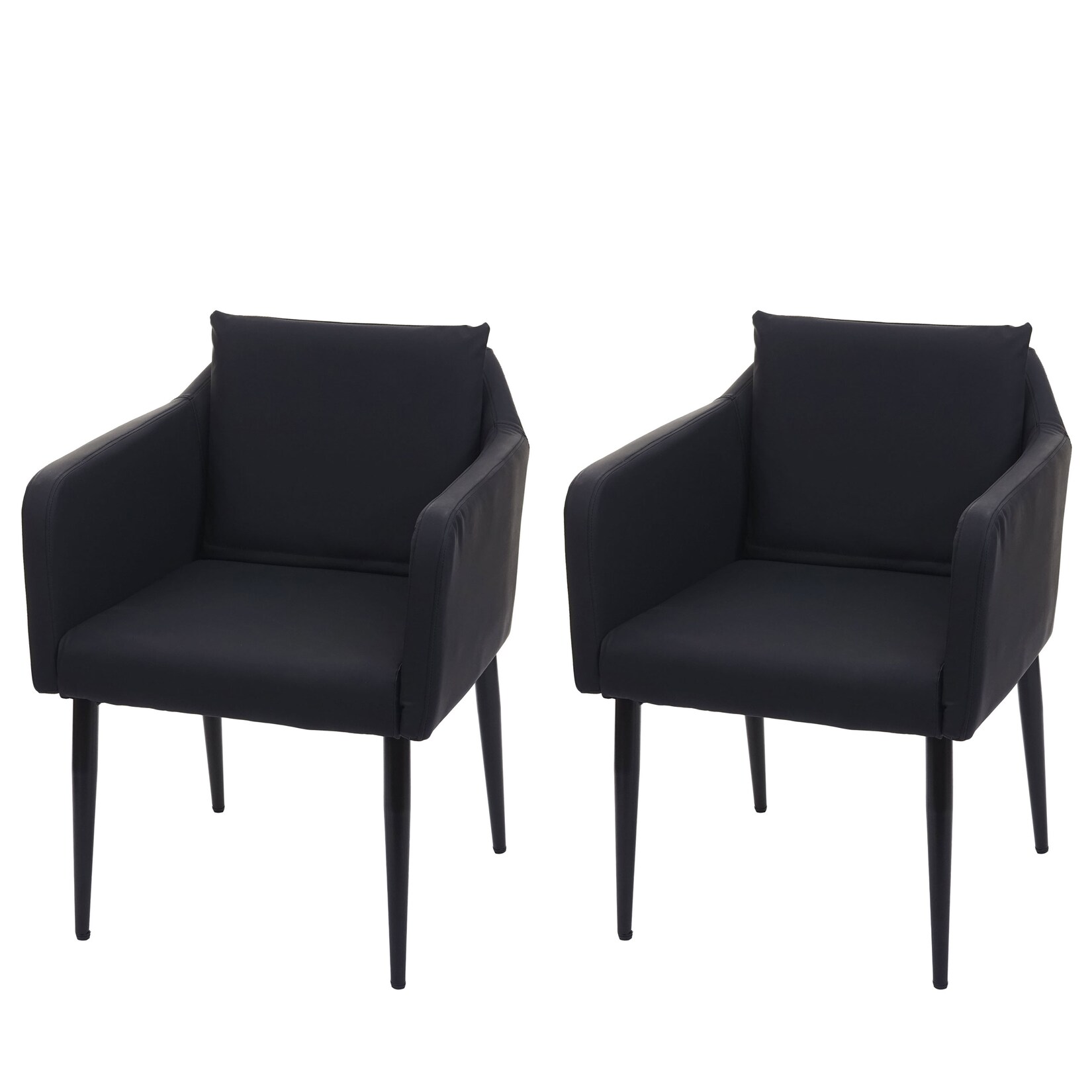 2er-Set Esszimmerstuhl MCW-H93, Küchenstuhl Lehnstuhl Stuhl ~ Kunstleder schwarz