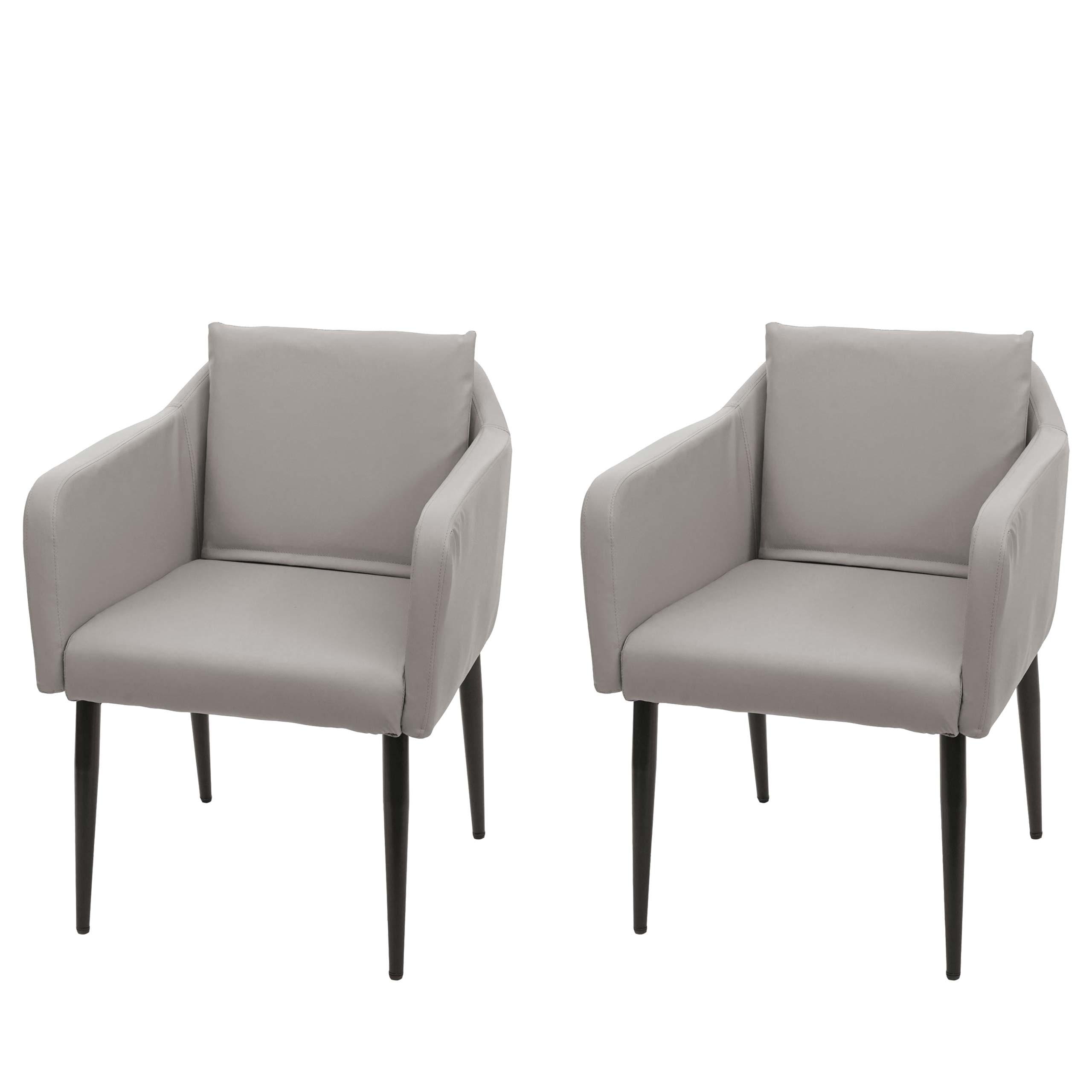 2er-Set Esszimmerstuhl MCW-H93, K&uuml;chenstuhl Lehnstuhl Stuhl ~ Kunstleder taupe-grau - Bild 1