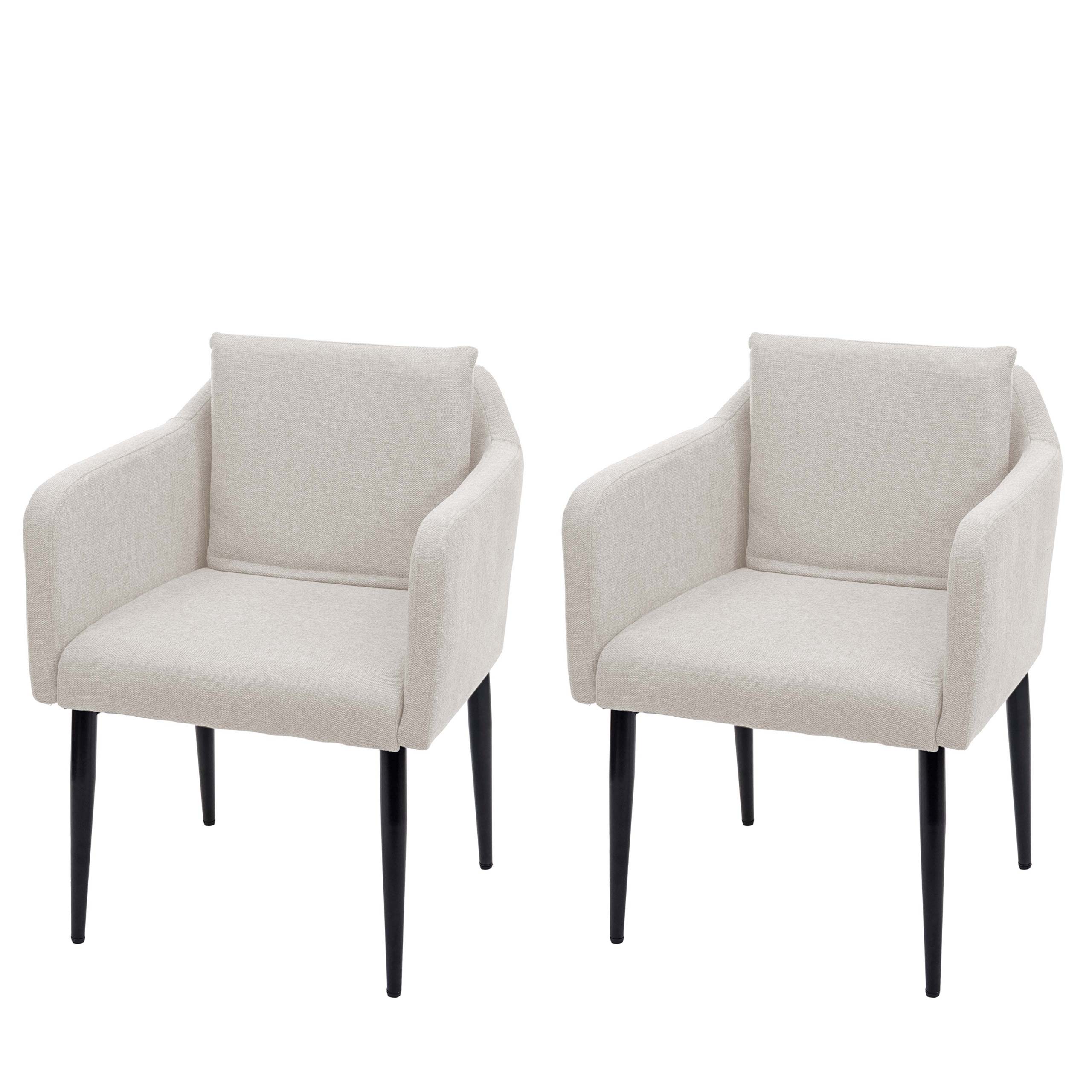 2er-Set Esszimmerstuhl MCW-H93, K&uuml;chenstuhl Lehnstuhl Stuhl ~ Stoff/Textil creme-beige - Bild 1