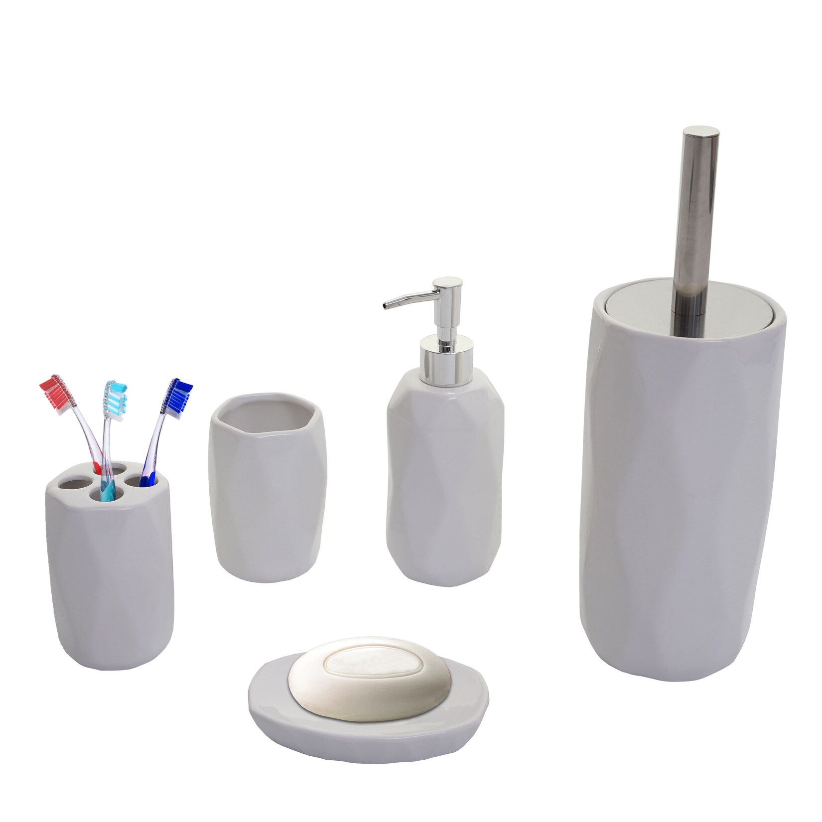5-teiliges Badset MCW-H88, WC-Garnitur Badezimmerset Badaccessoires, Keramik ~ weiß | 04057651419916