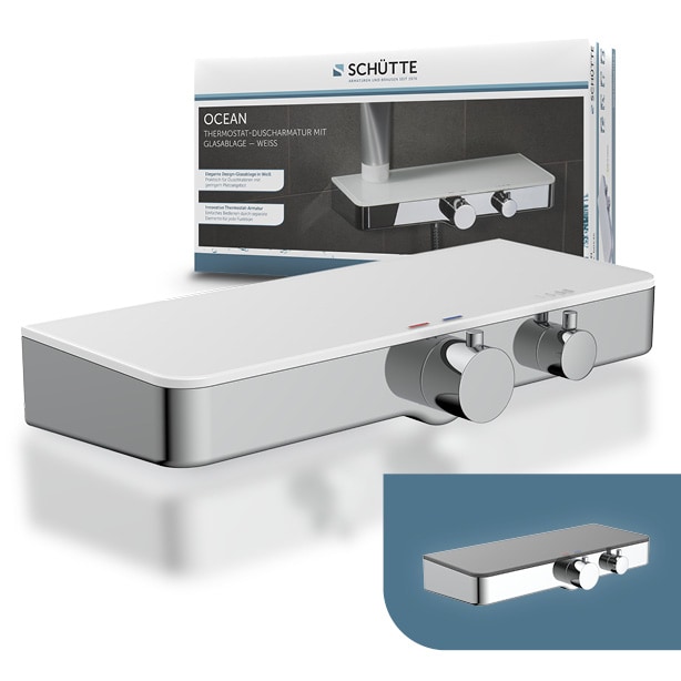 SCH&Uuml;TTE Thermostat Duscharmatur OCEAN mit Ablage Wei&szlig; - Bild 1