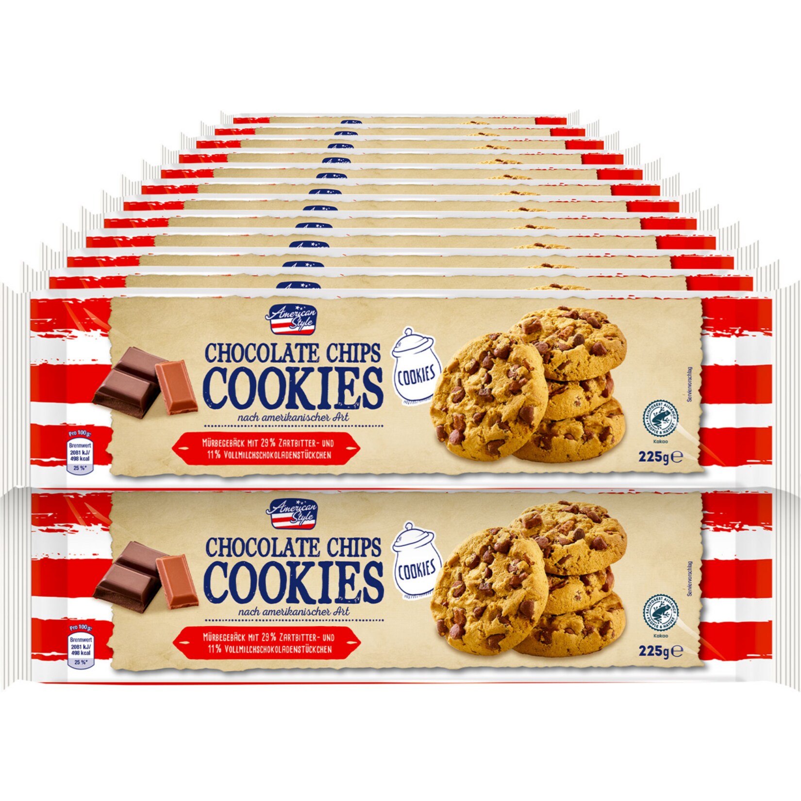 American Style Cookies 225 g, 24er Pack - Bild 1