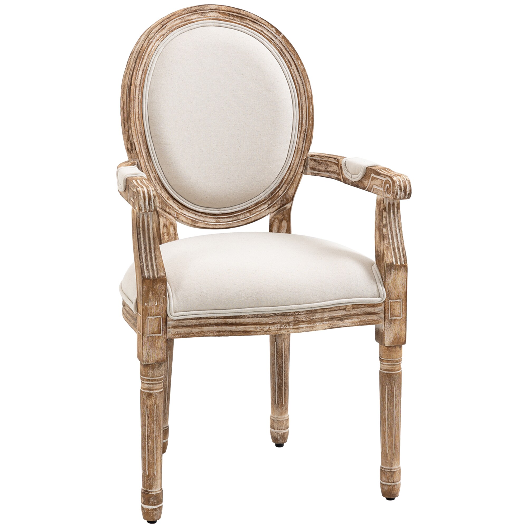 HOMCOM Esszimmerstuhl Gummiholz, Schaumstoff, Leinen (Polyester) - Bild 1