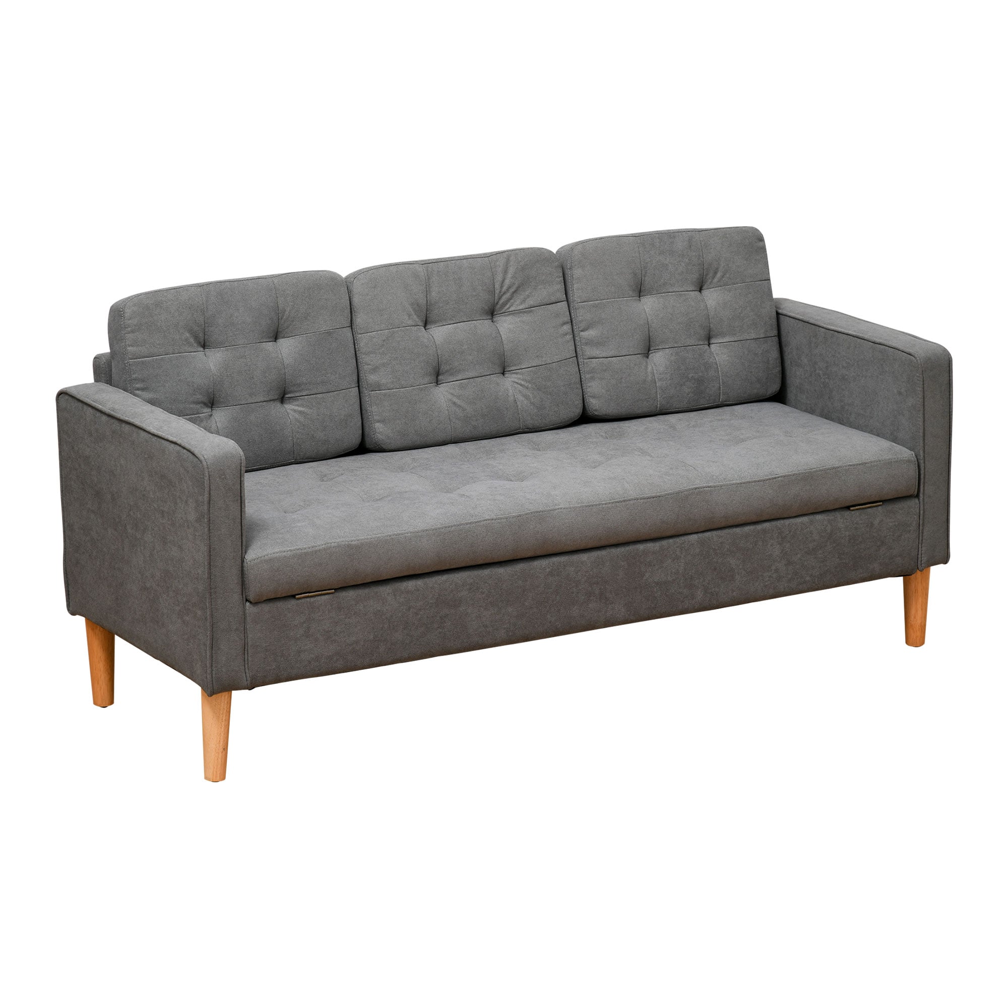 HOMCOM 3 Sitzer Sofa Samt, Eukalyptusholz - Bild 1