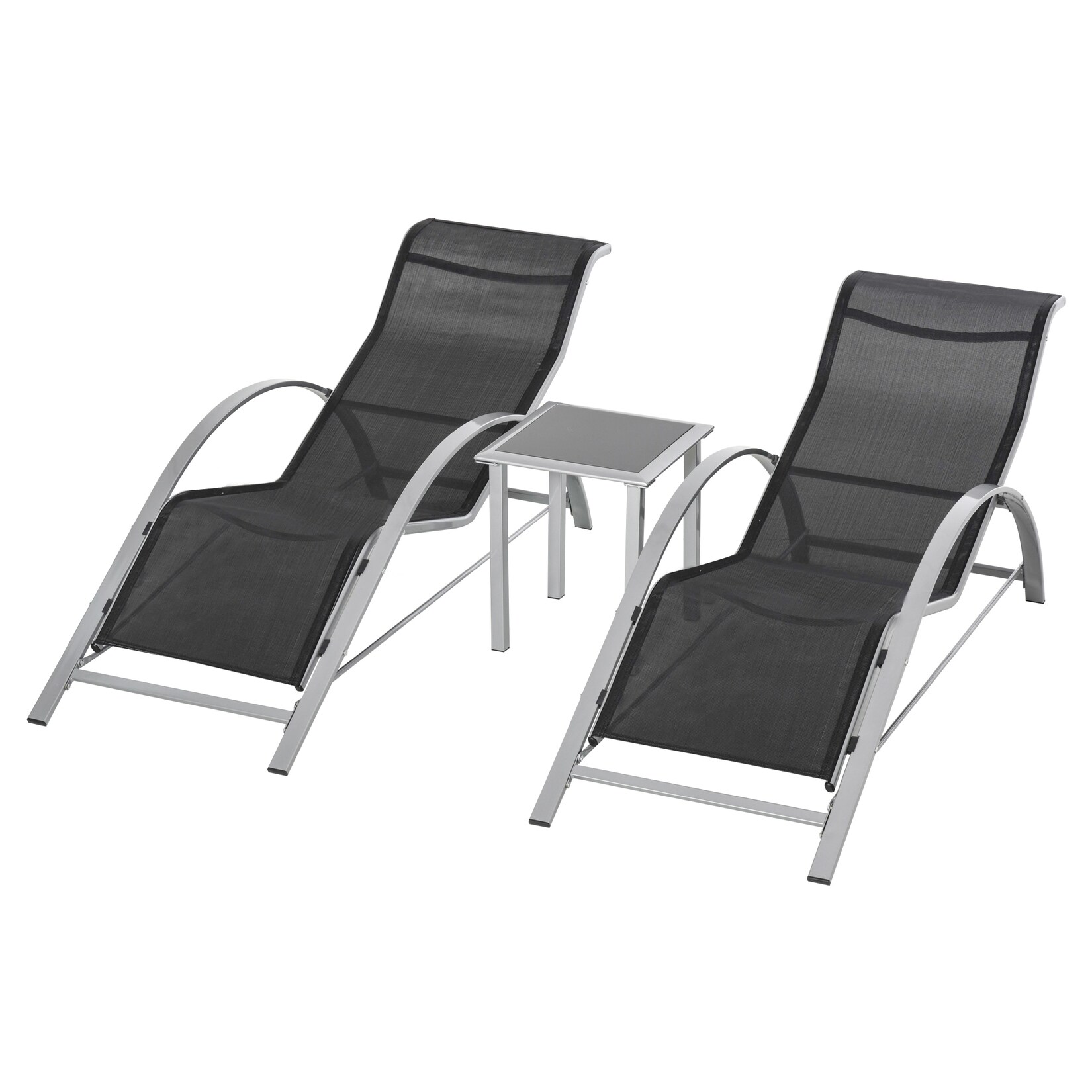 Gartenliege-Set Metall, Atmungsaktives Mesh