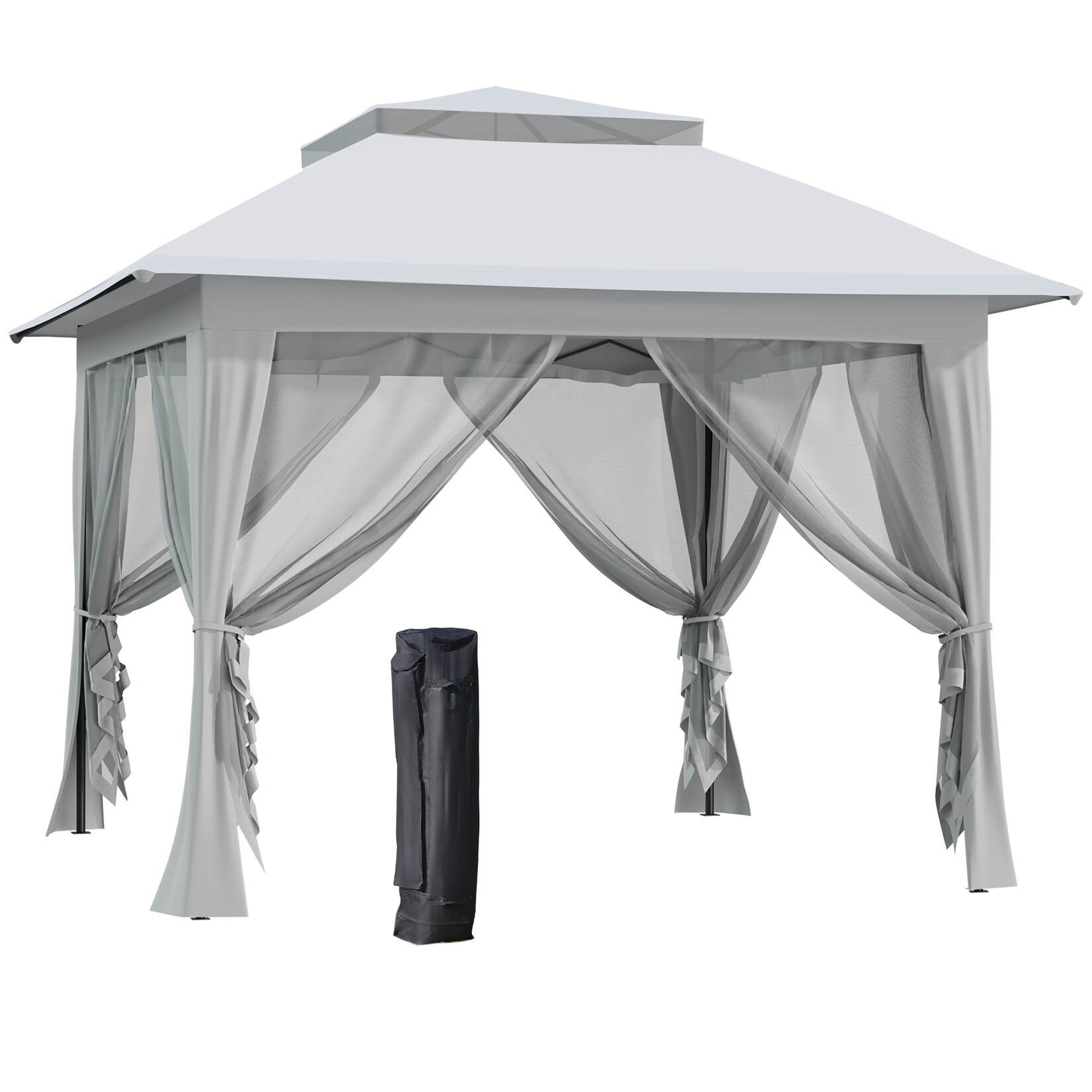 Outsunny Pavillon Stahl, Oxford-Gewebe, Mesh-Gewebe | 04251774904179