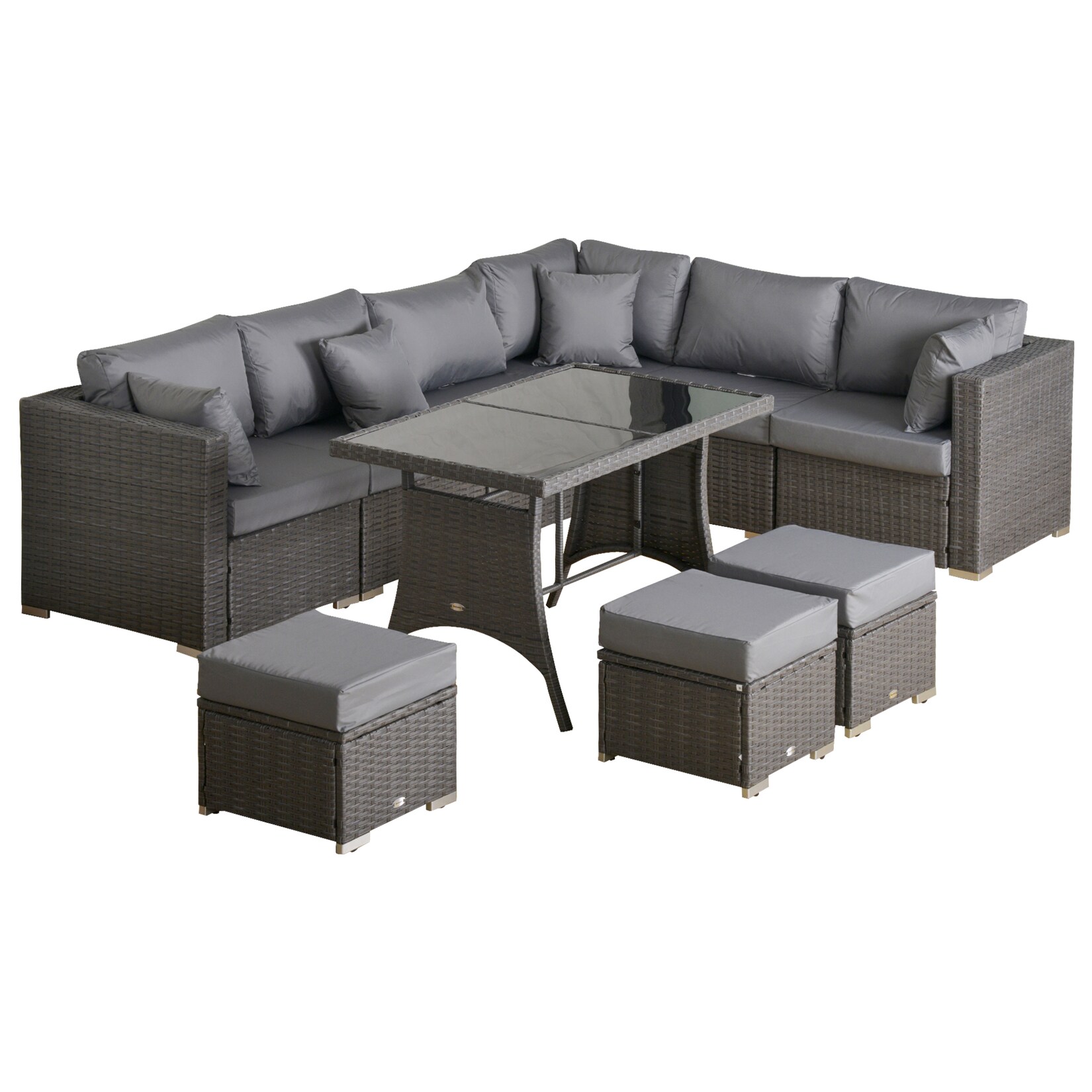 Outsunny Gartenmöbel-Set Stahlrahmen, PE-Rattan, Polyester | 04251774902526
