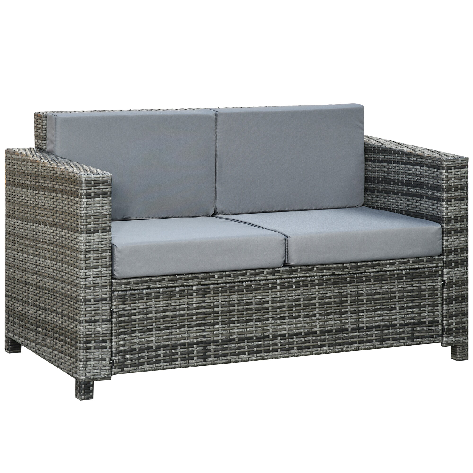 Outsunny Rattan Sofa Metall, PE-Rattan, Polyester - Bild 1