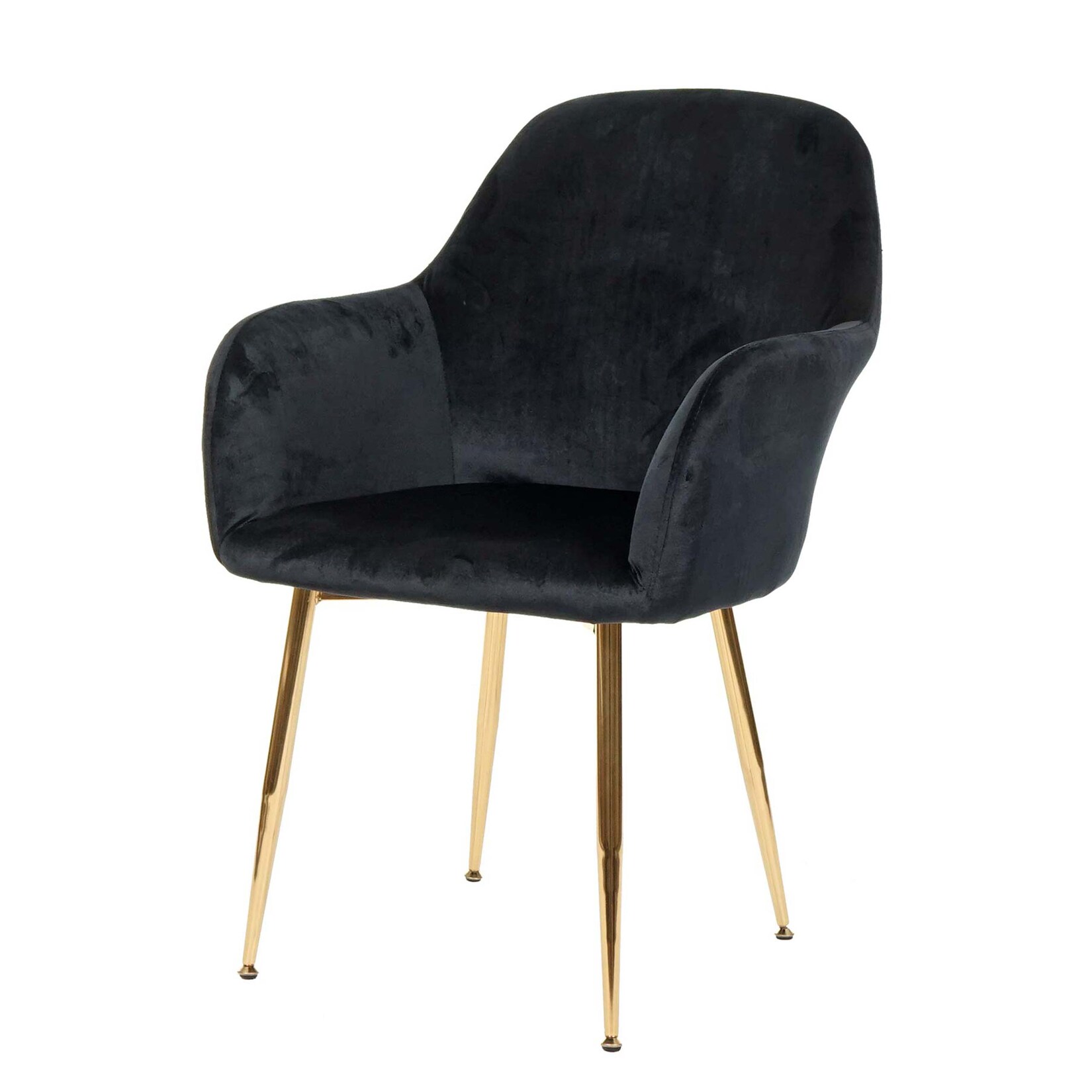 Esszimmerstuhl MCW-F18, Stuhl Küchenstuhl, Retro Design ~ Samt schwarz, goldene Beine | 04057651425511