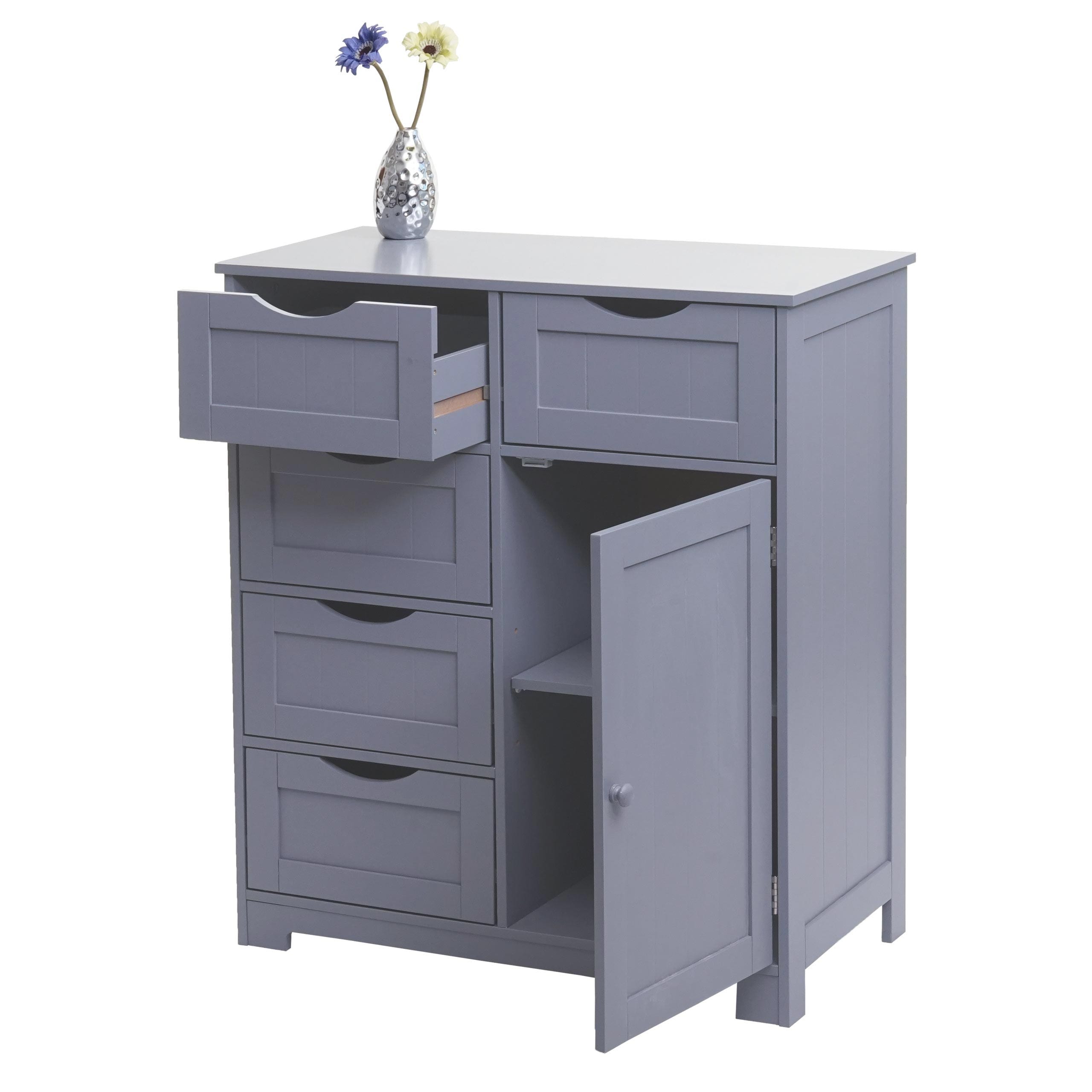 Kommode MCW-B65, Schubladenschrank Schrank, 5 Schubladen und 1 T&uuml;r 80x70x35cm ~ grau - Bild 1