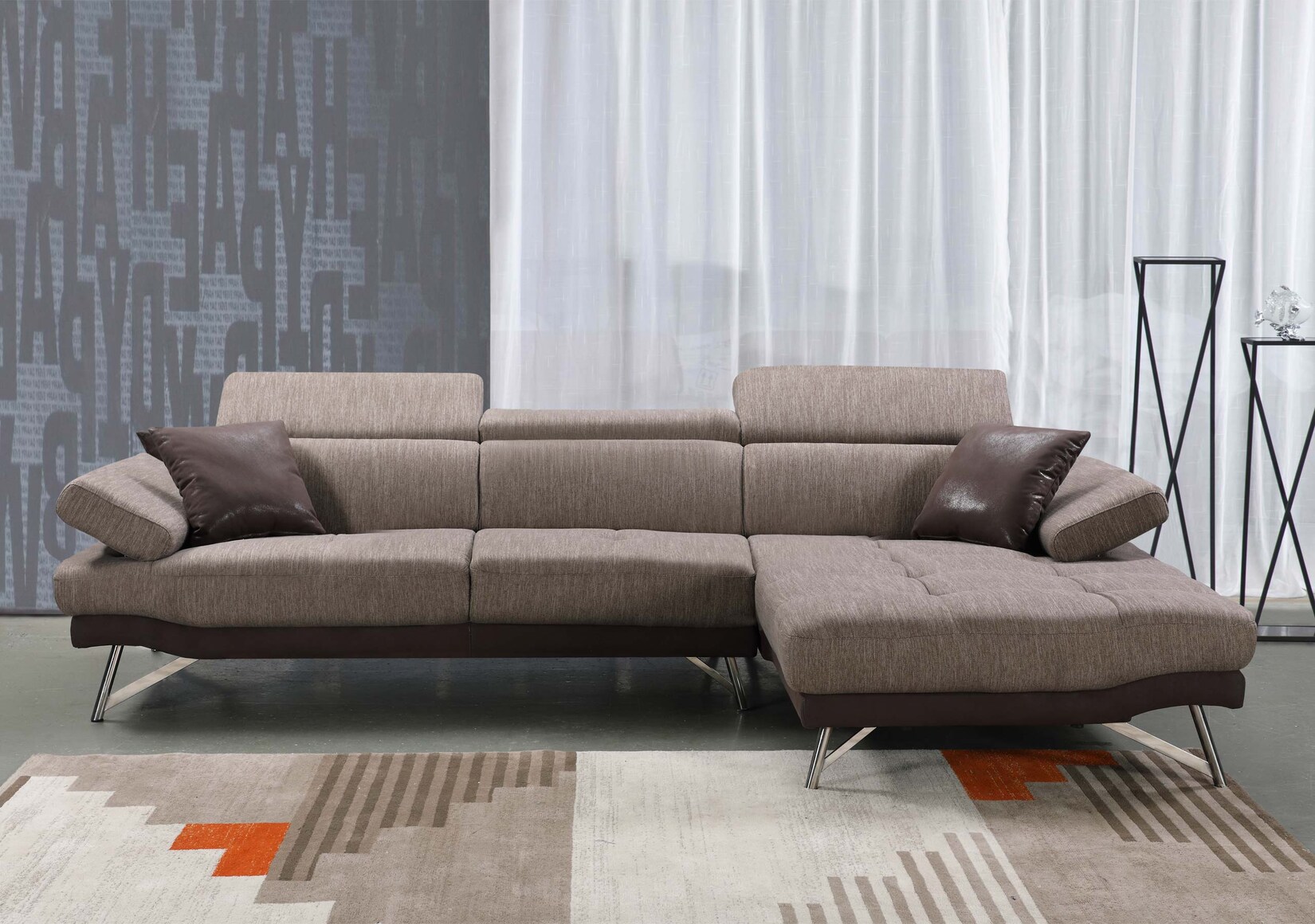 Sofa MCW-H92, Couch Ecksofa L-Form 3-Sitzer, Liegefläche 300cm ~ rechts, braun | 04057651544489