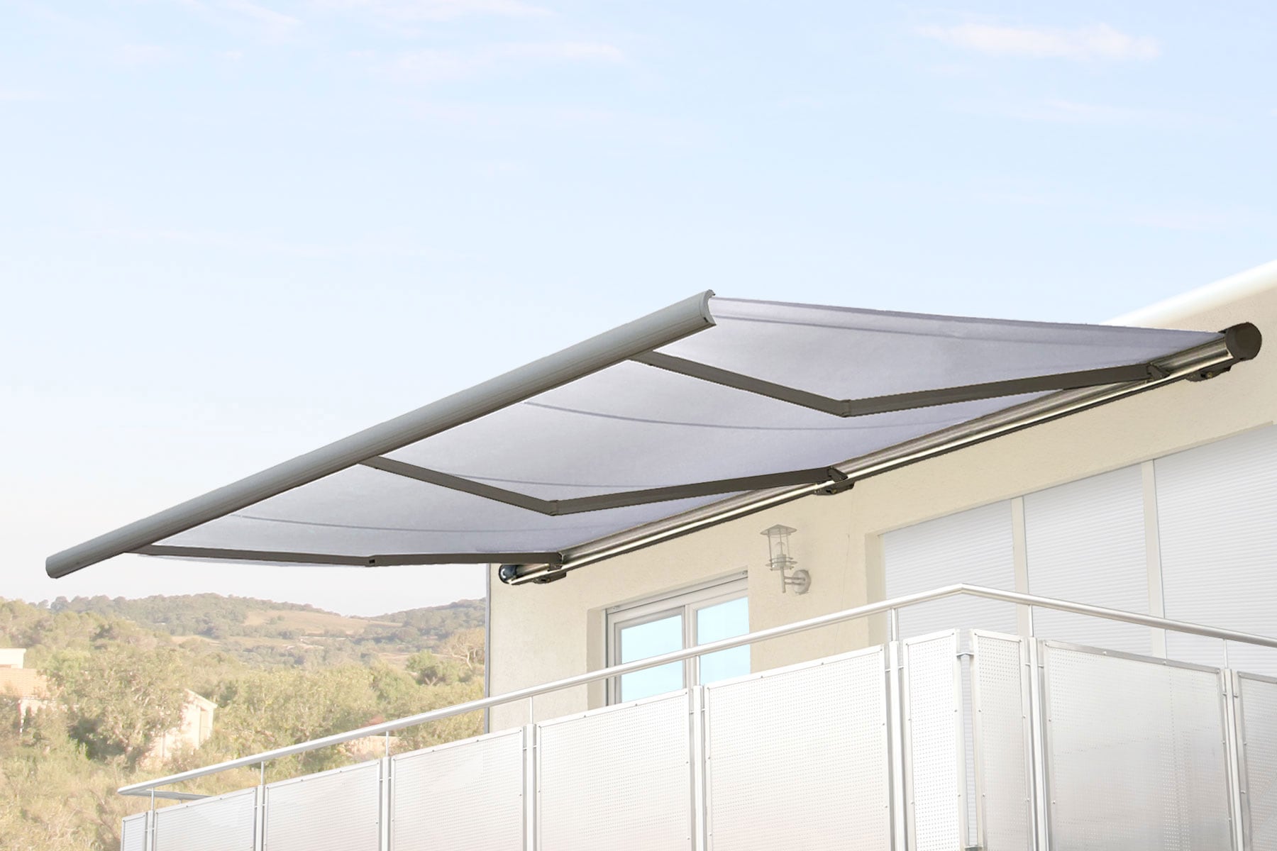 Elektrische Kassettenmarkise MCW-H27, Markise Vollkassette 6x3m ~ Acryl creme, Rahmen grau - Bild 1