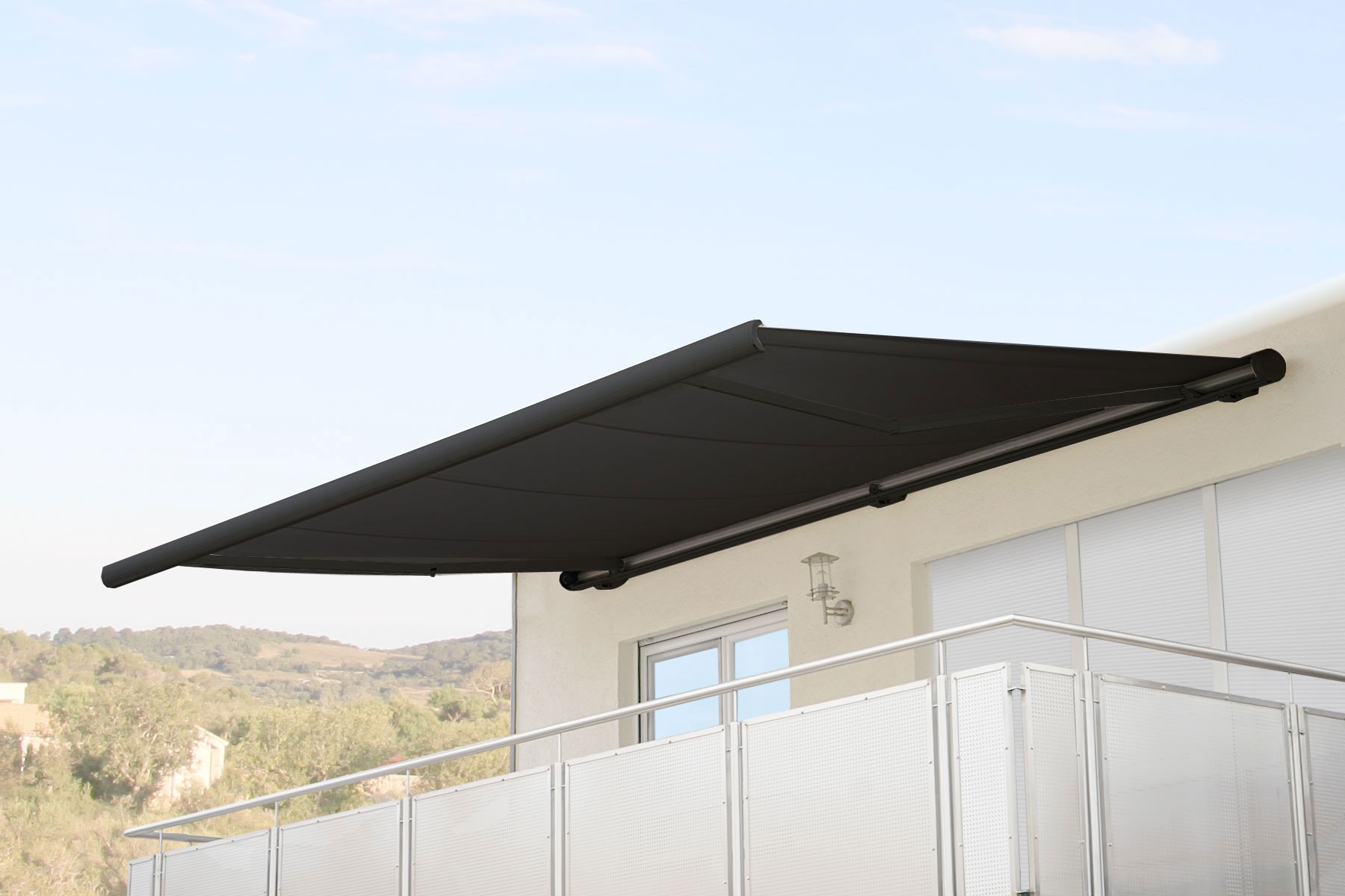 Elektrische Kassettenmarkise MCW-H27, Markise Vollkassette 6x3m ~ Polyester anthrazit, Rahmen anthrazit - Bild 1