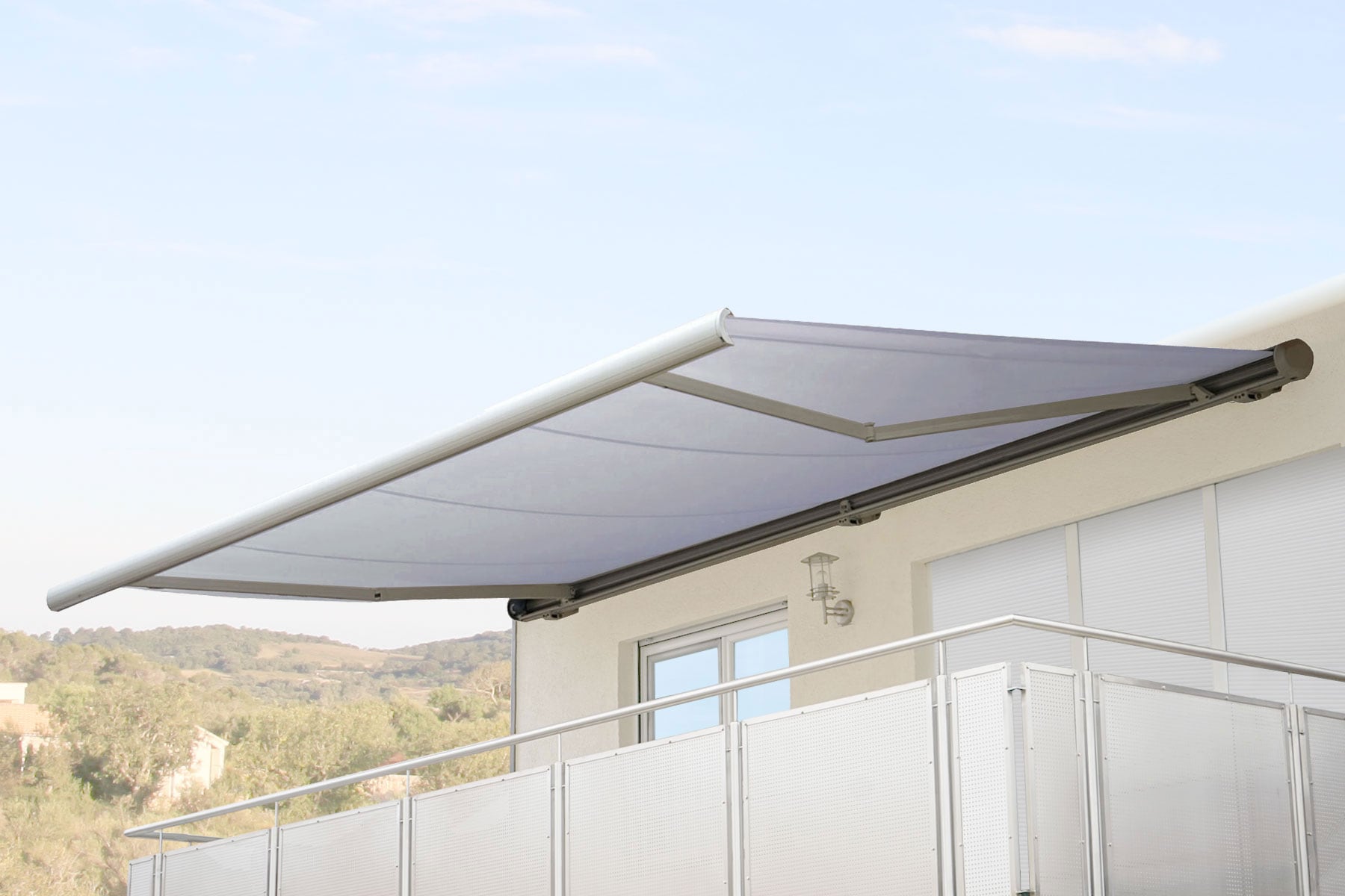 Elektrische Kassettenmarkise MCW-H27, Markise Vollkassette 6x3m ~ Acryl creme, Rahmen wei&szlig; - Bild 1