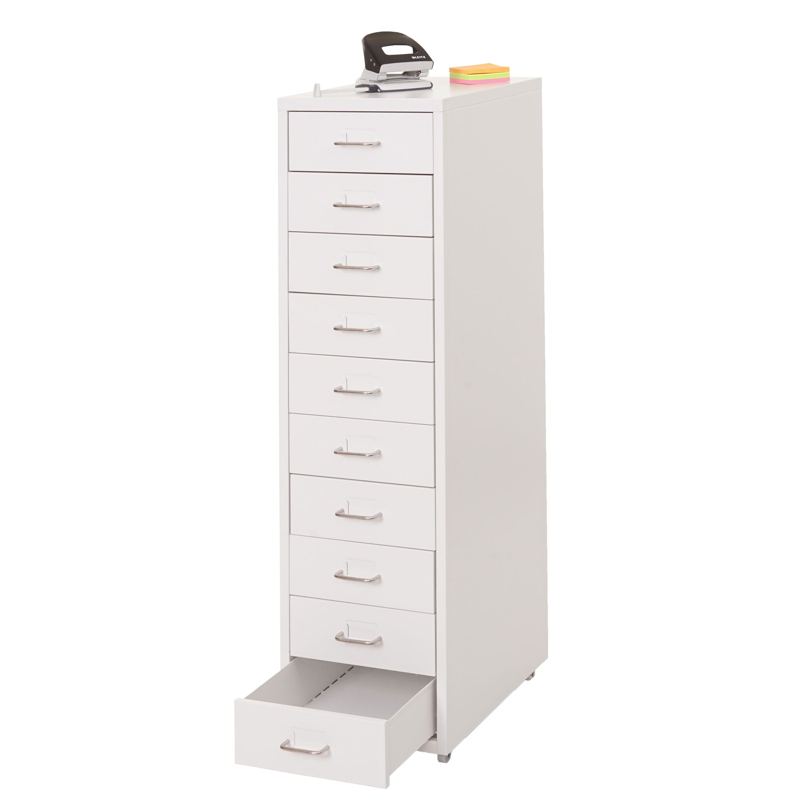 Rollcontainer Preston T851, Schubladenschrank Stahlschrank, 110x28x41cm 10 Schubladen ~ weiß
