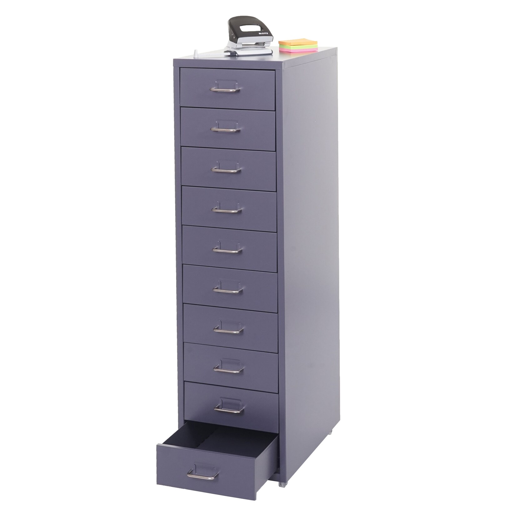 Rollcontainer Preston T851, Schubladenschrank Stahlschrank, 110x28x41cm 10 Schubladen ~ dunkelgrau
