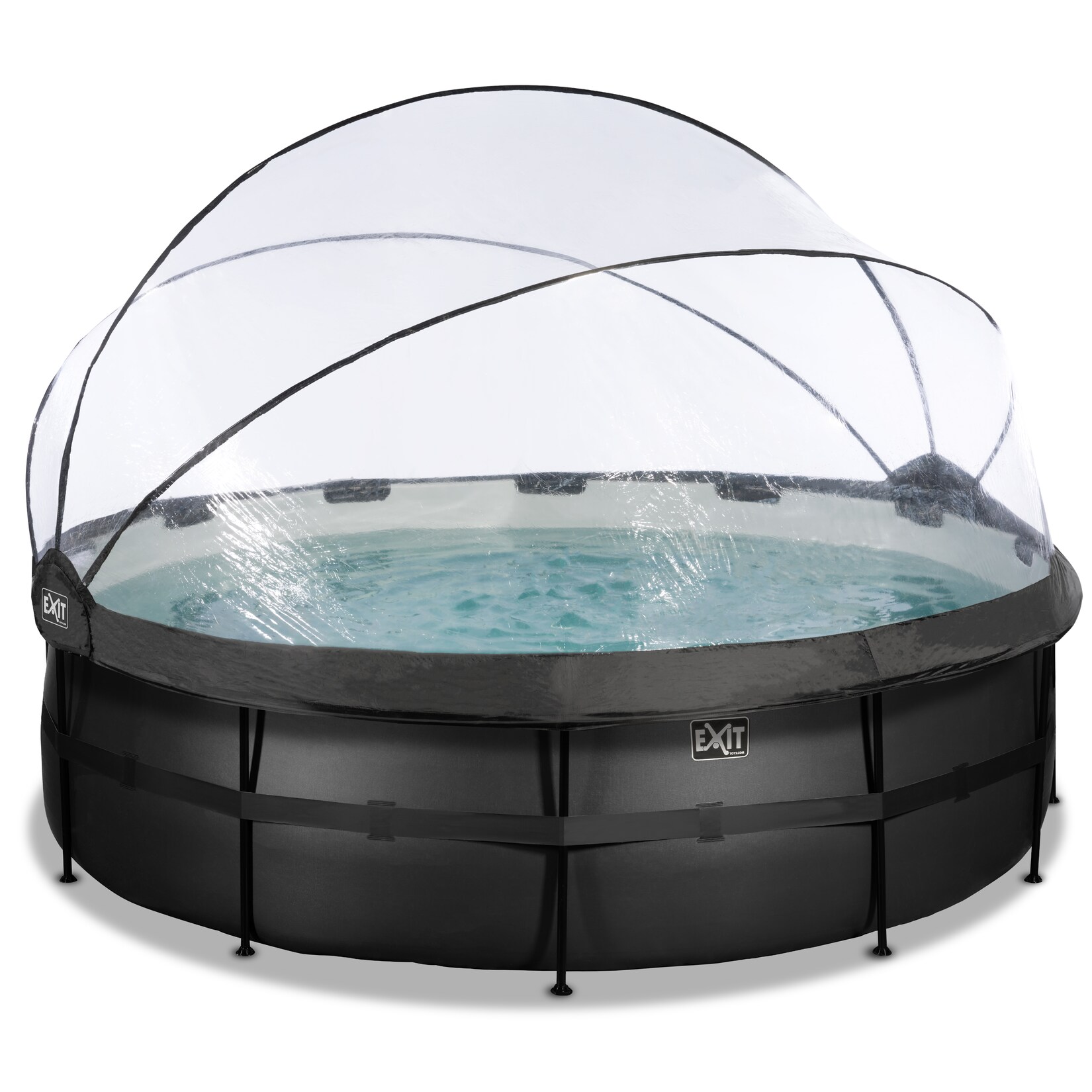 EXIT Black Leather Optic Pool ø450x122cm mit Abdeckung und Sandfilterpumpe – schwarz | 08720088267998