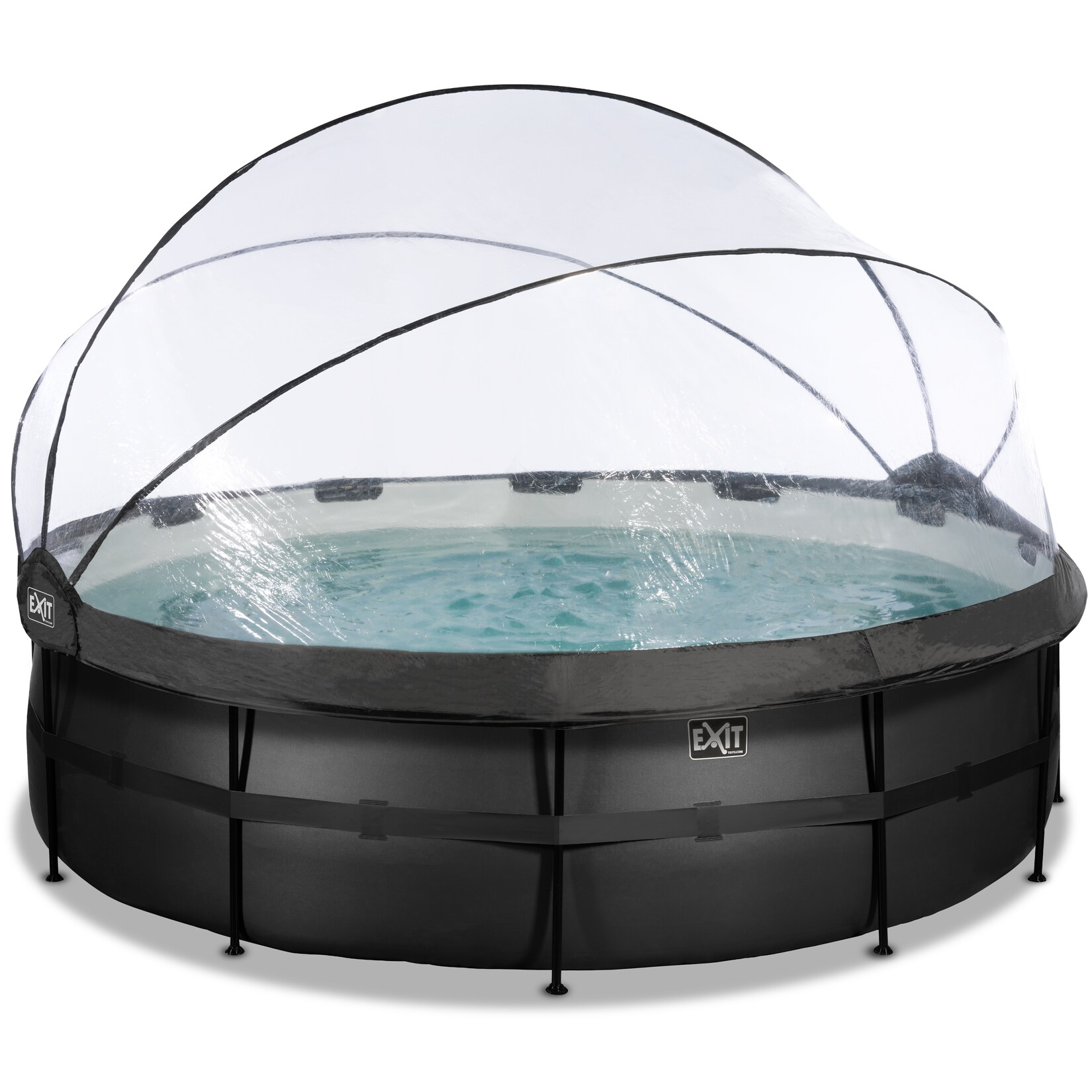 EXIT Black Leather Optic Pool ø488x122cm mit Abdeckung und Sandfilterpumpe – schwarz | 08720088268124