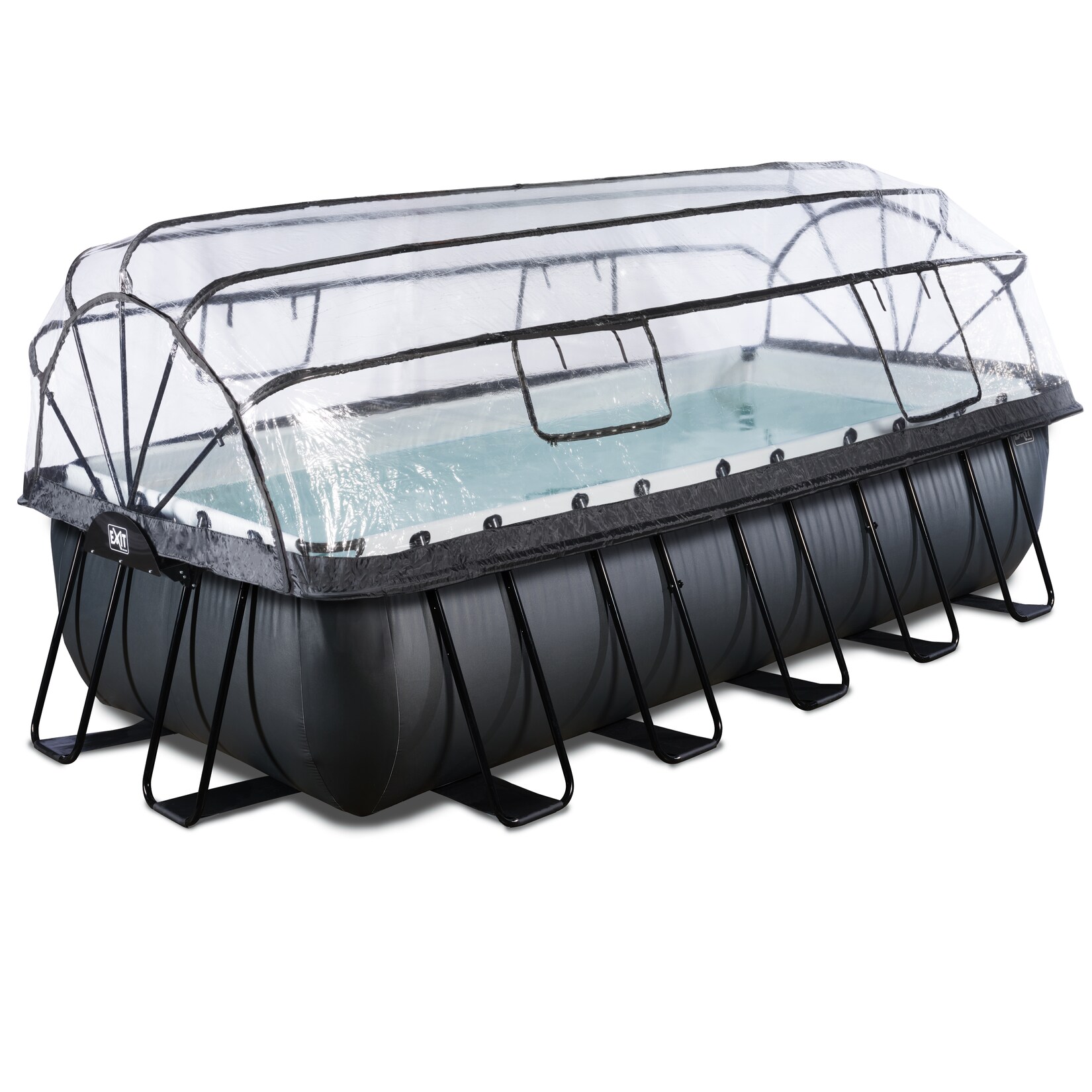 EXIT Black Leather Optic Pool 540x250x122cm mit Abdeckung und Sandpumpe – schwarz | 08720088267974