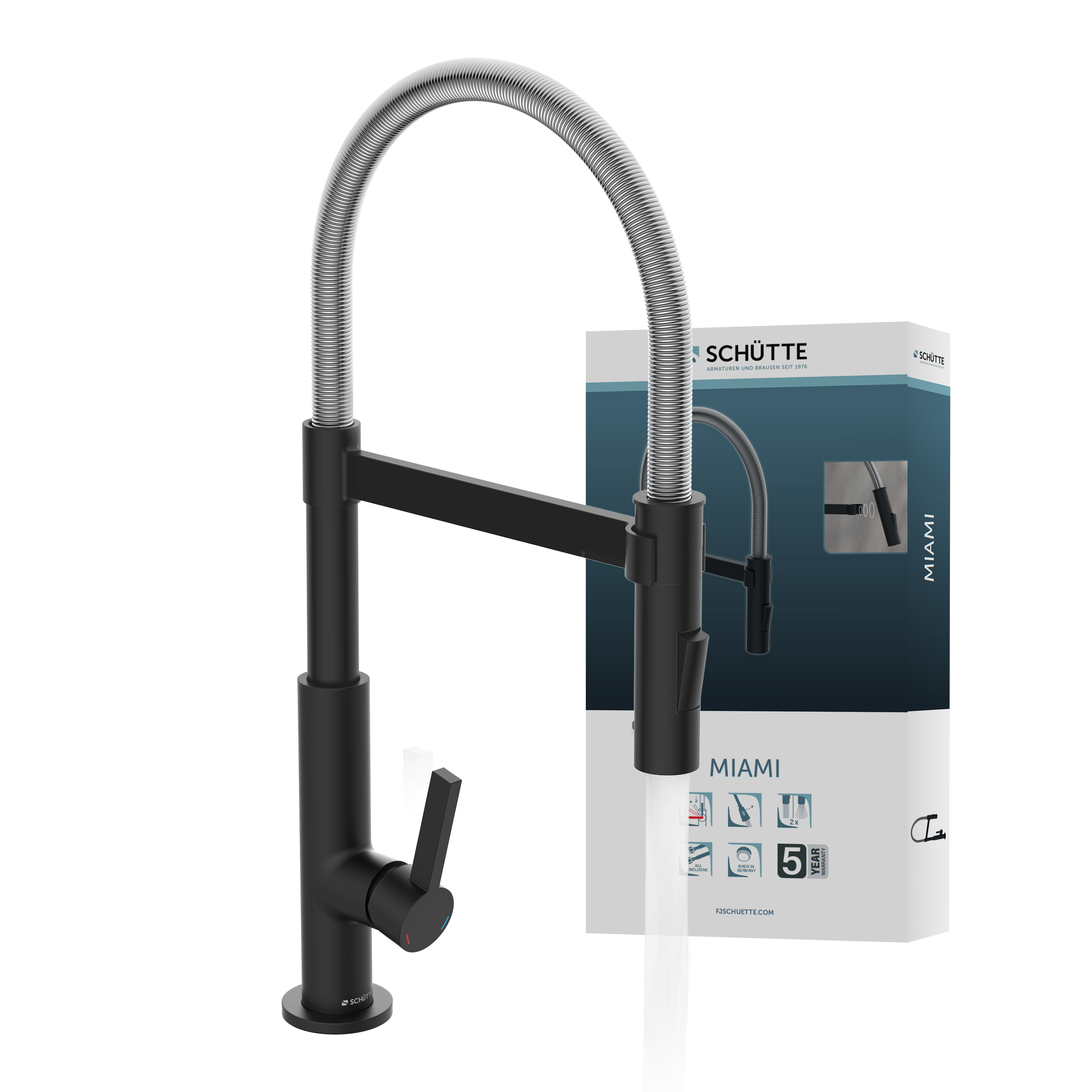 SCH&Uuml;TTE K&uuml;chenarmatur MIAMI mit Geschirrbrause Chrom/Schwarz matt - Bild 1