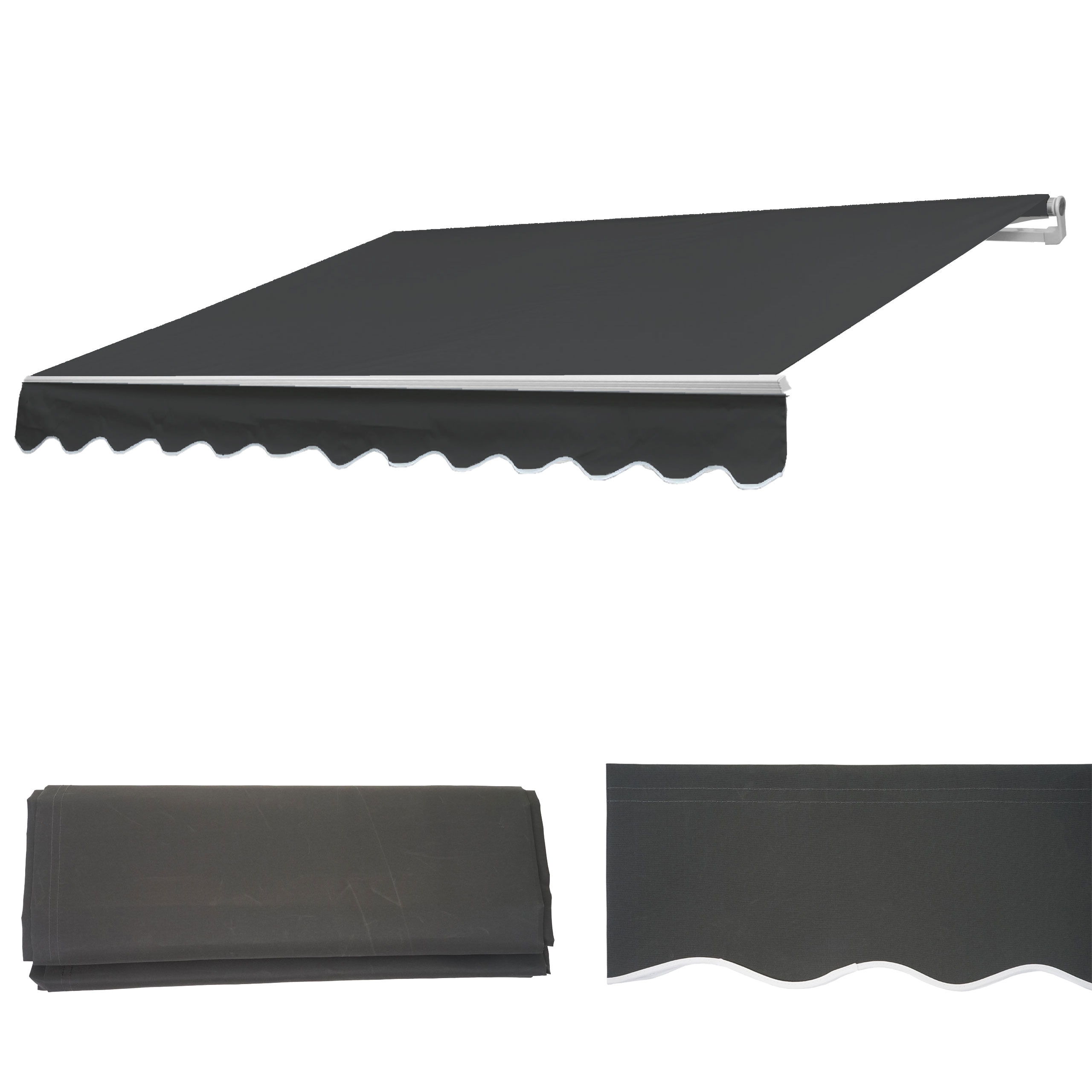 Ersatz-Bezug f&uuml;r Markise MCW-E49, Gelenkarmmarkise Ersatzbezug Sonnenschutz, 2,5x2m ~ Polyester anthrazit - Bild 1