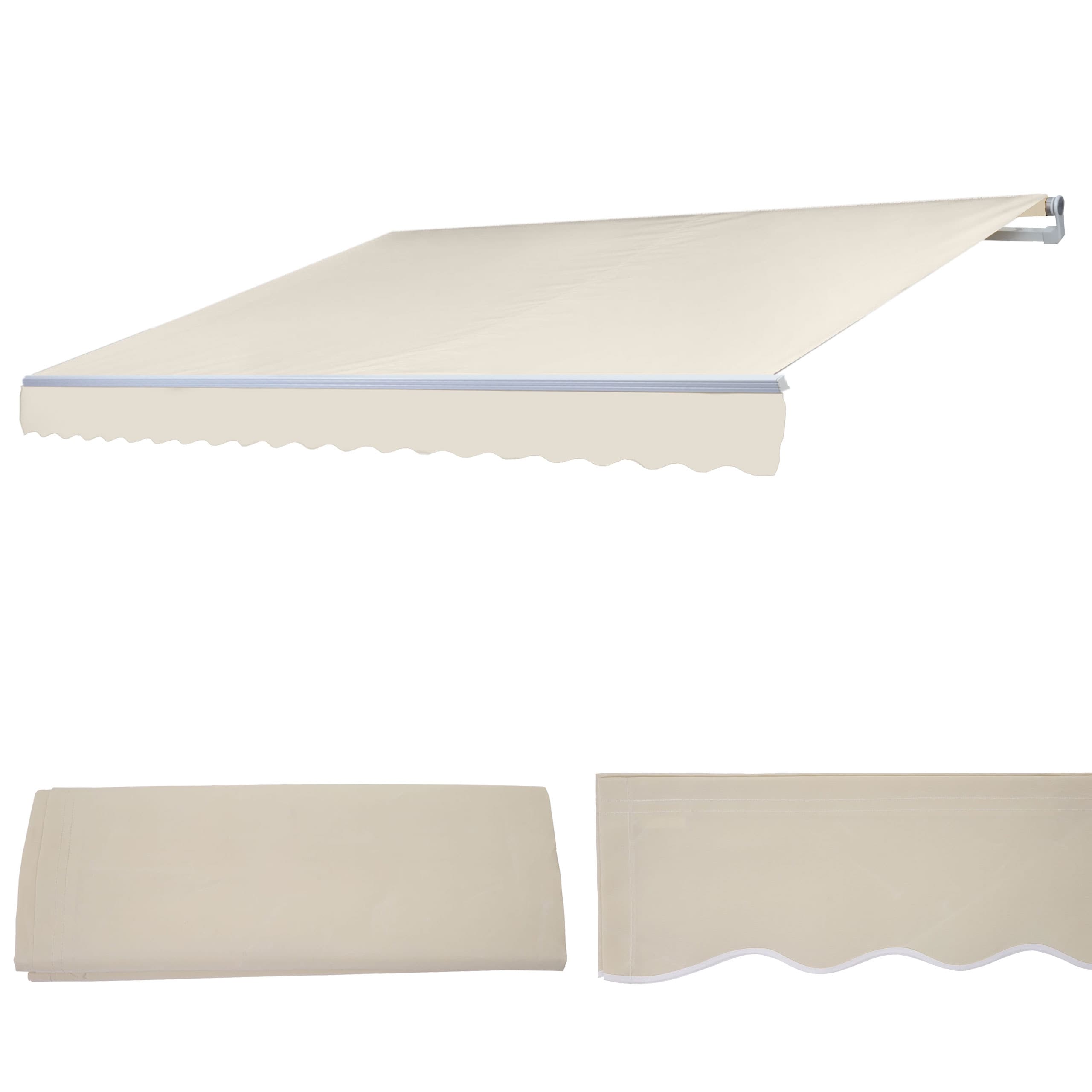 Ersatz-Bezug f&uuml;r Markise H791, Gelenkarmmarkise Ersatzbezug Sonnenschutz, 4,5x3m ~ Polyester creme - Bild 1