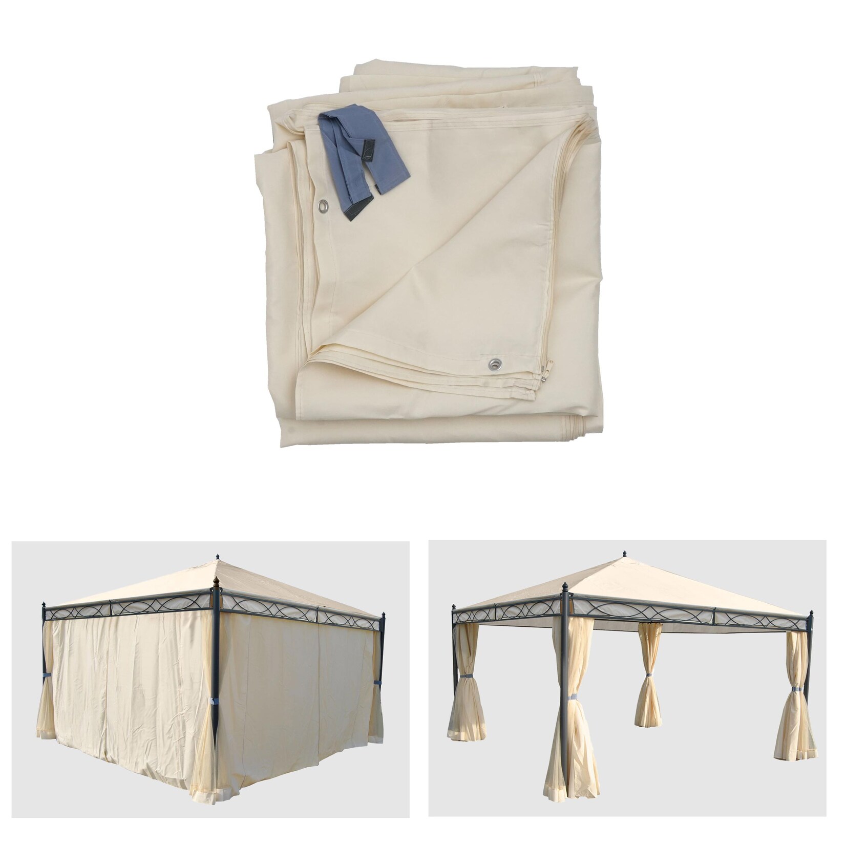 4er-Set Seitenwand für Pergola Calpe, Ersatzseitenwand Pavillon 4x4m, Polyester ~ creme
