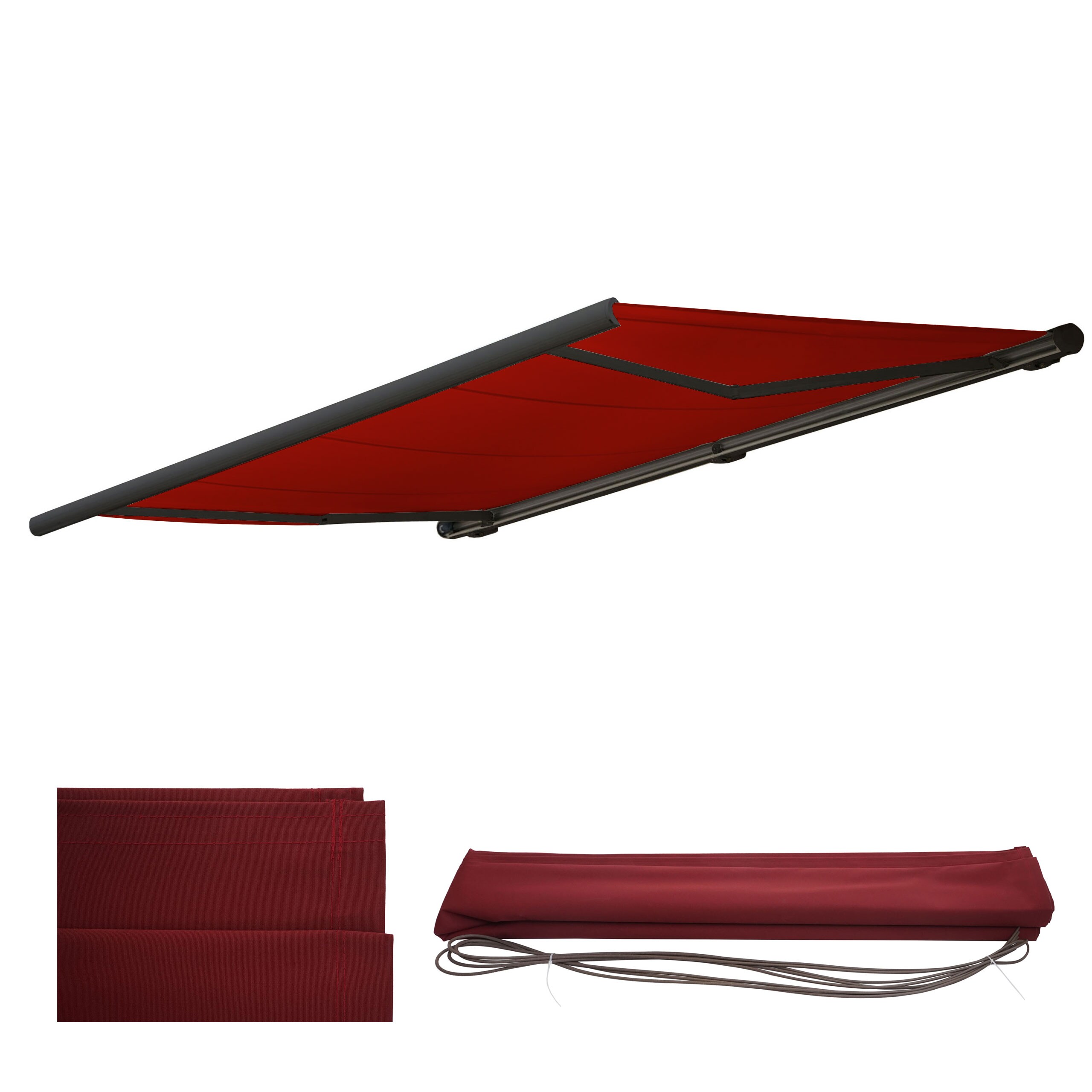 Ersatz-Bezug f&uuml;r Markise H124, Vollkassette Ersatzbezug Sonnenschutz 5x3m ~ Acryl bordeaux-rot - Bild 1