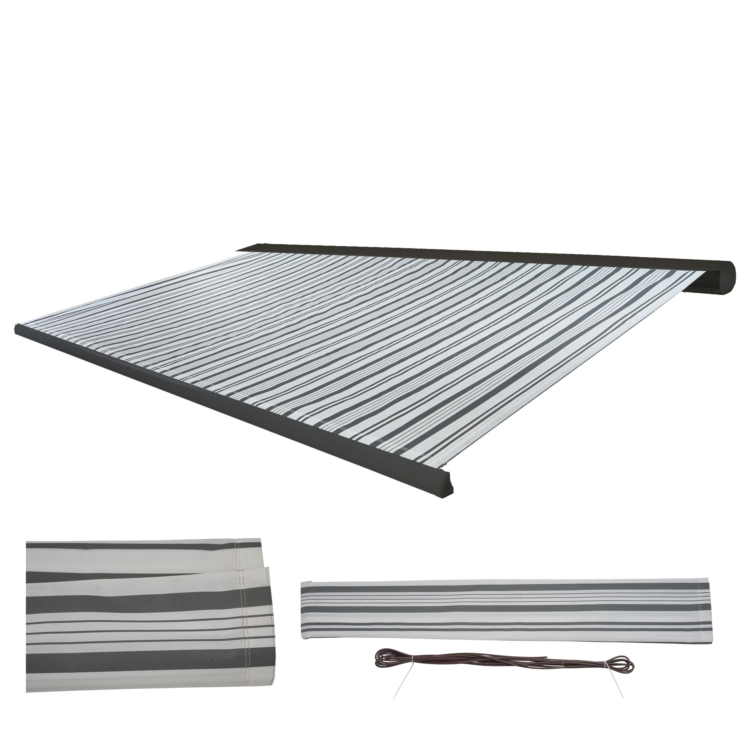 Ersatz-Bezug f&uuml;r Markise H124, Vollkassette Ersatzbezug Sonnenschutz 5x3m ~ Polyester grau-wei&szlig; - Bild 1