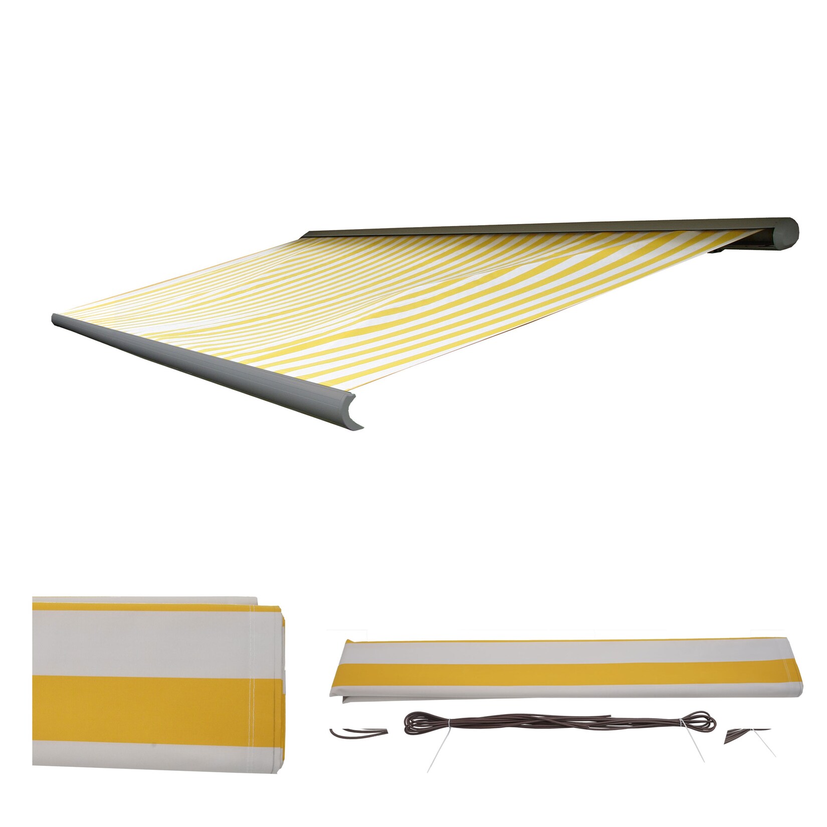Ersatz-Bezug für Markise H124, Vollkassette Ersatzbezug Sonnenschutz 5x3m ~ Acryl gelb-weiß