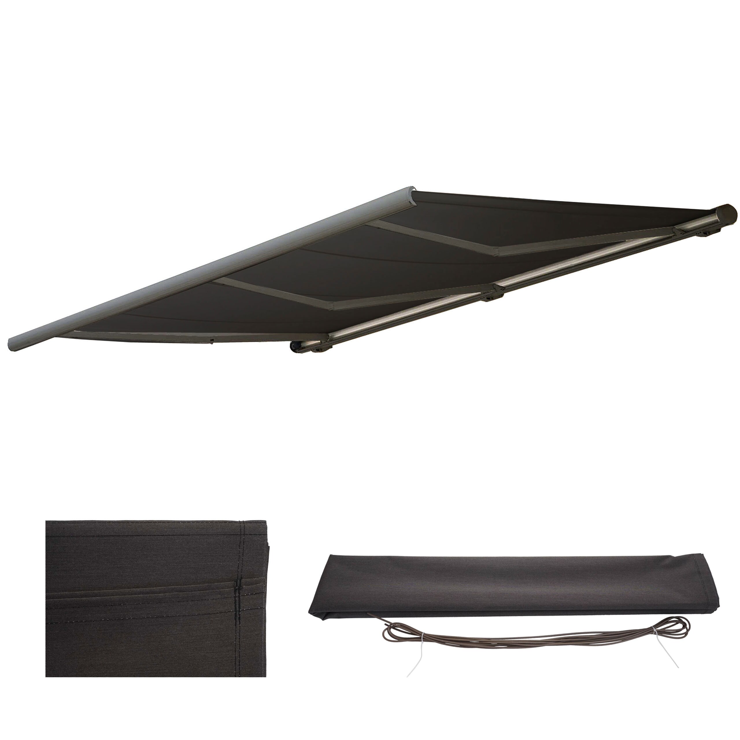 Ersatz-Bezug f&uuml;r Markise H123, Vollkassette Ersatzbezug Sonnenschutz 4,5x3m ~ Polyester anthrazit - Bild 1