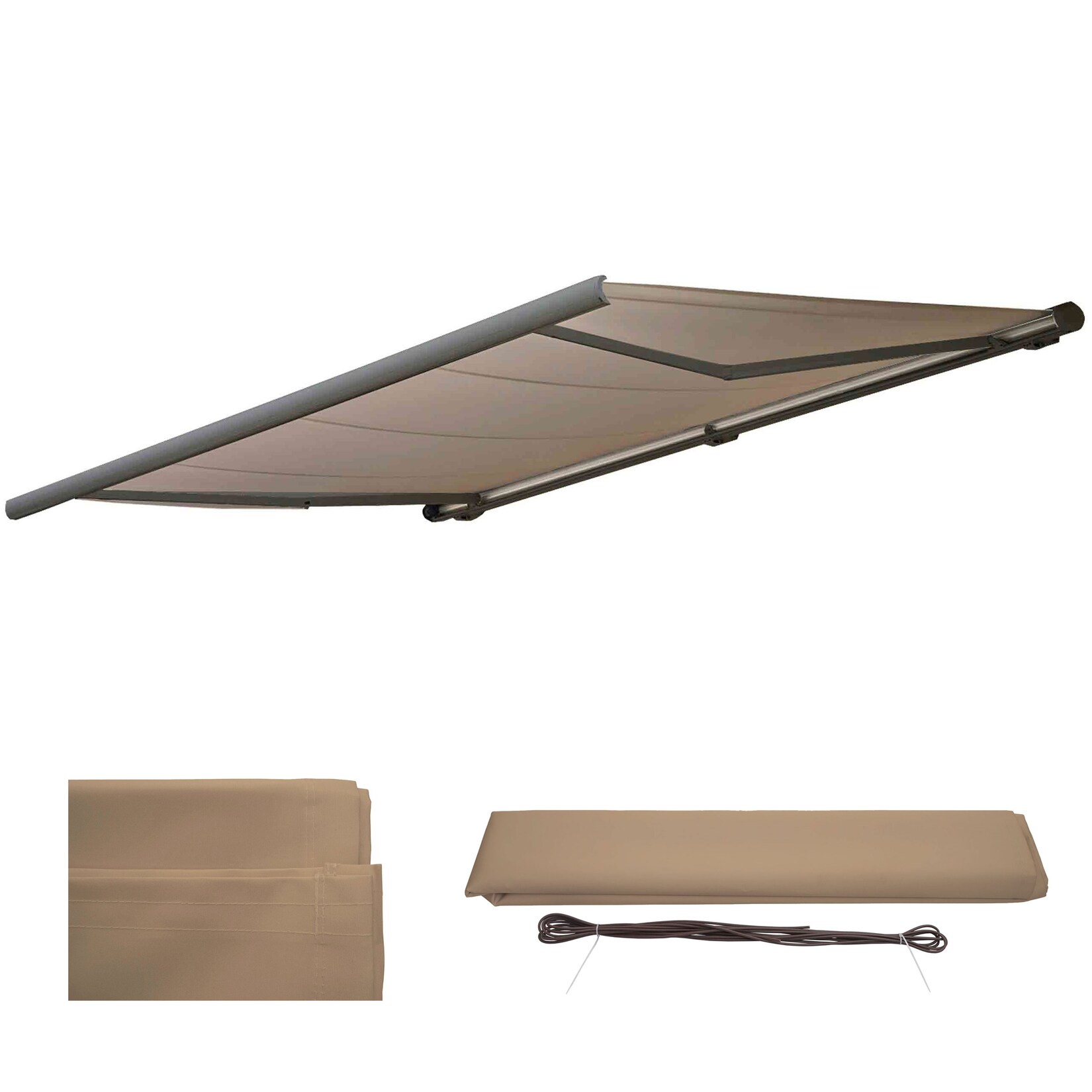 Ersatz-Bezug für Markise H123, Vollkassette Ersatzbezug Sonnenschutz 4,5x3m ~ Polyester sand | 04057651506166