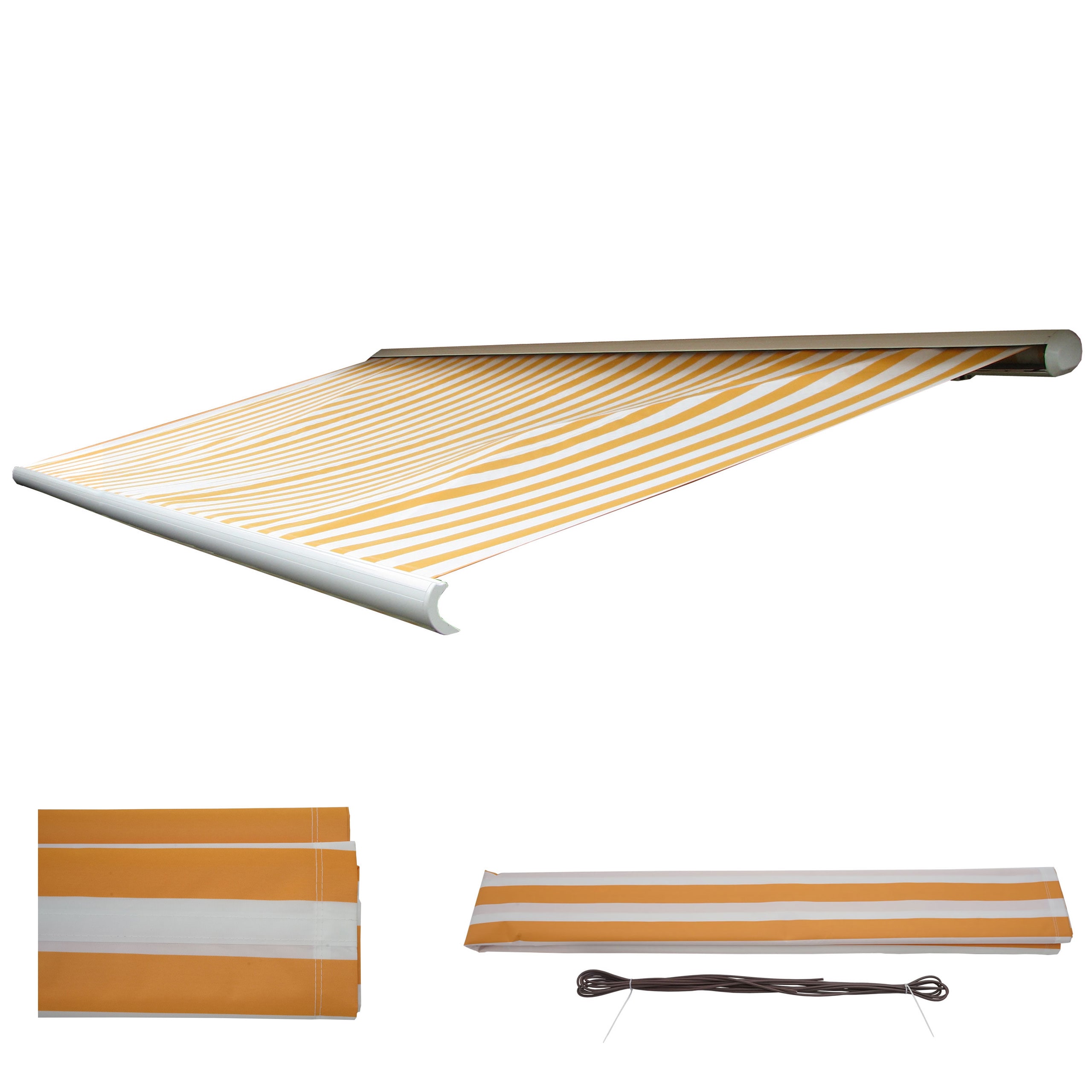 Ersatz-Bezug f&uuml;r Markise H122, Vollkassette Ersatzbezug Sonnenschutz 4x3m ~ Polyester gelb-wei&szlig; - Bild 1