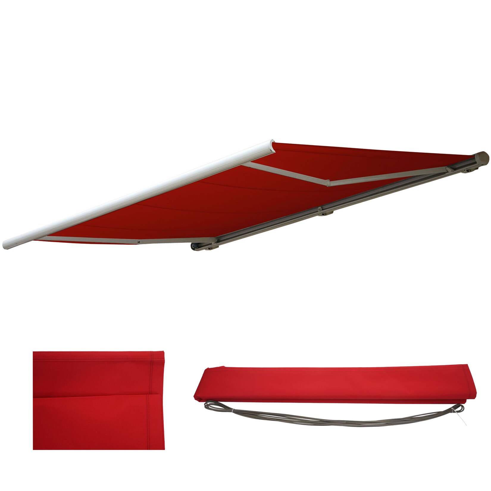 Ersatz-Bezug für Markise H122, Vollkassette Ersatzbezug Sonnenschutz 4x3m ~ Polyester bordeaux-rot