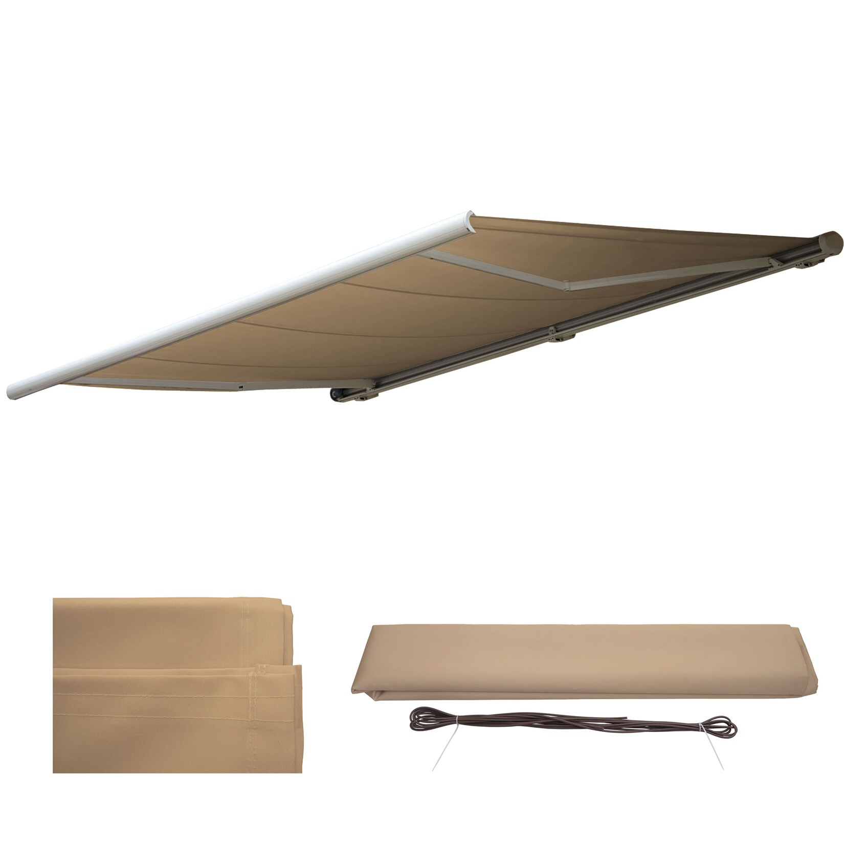 Ersatz-Bezug für Markise H122, Vollkassette Ersatzbezug Sonnenschutz 4x3m ~ Polyester creme