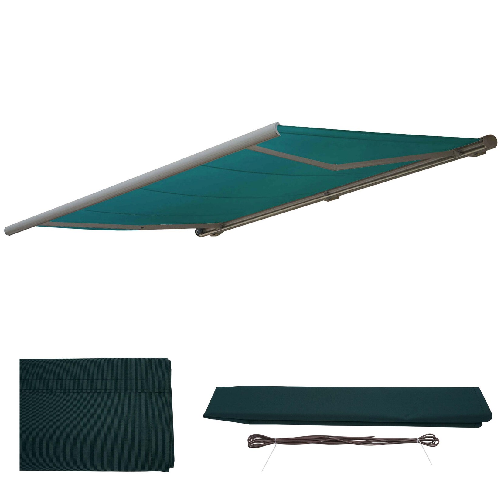 Ersatz-Bezug für Markise H122, Vollkassette Ersatzbezug Sonnenschutz 4x3m ~ Polyester blau-grün