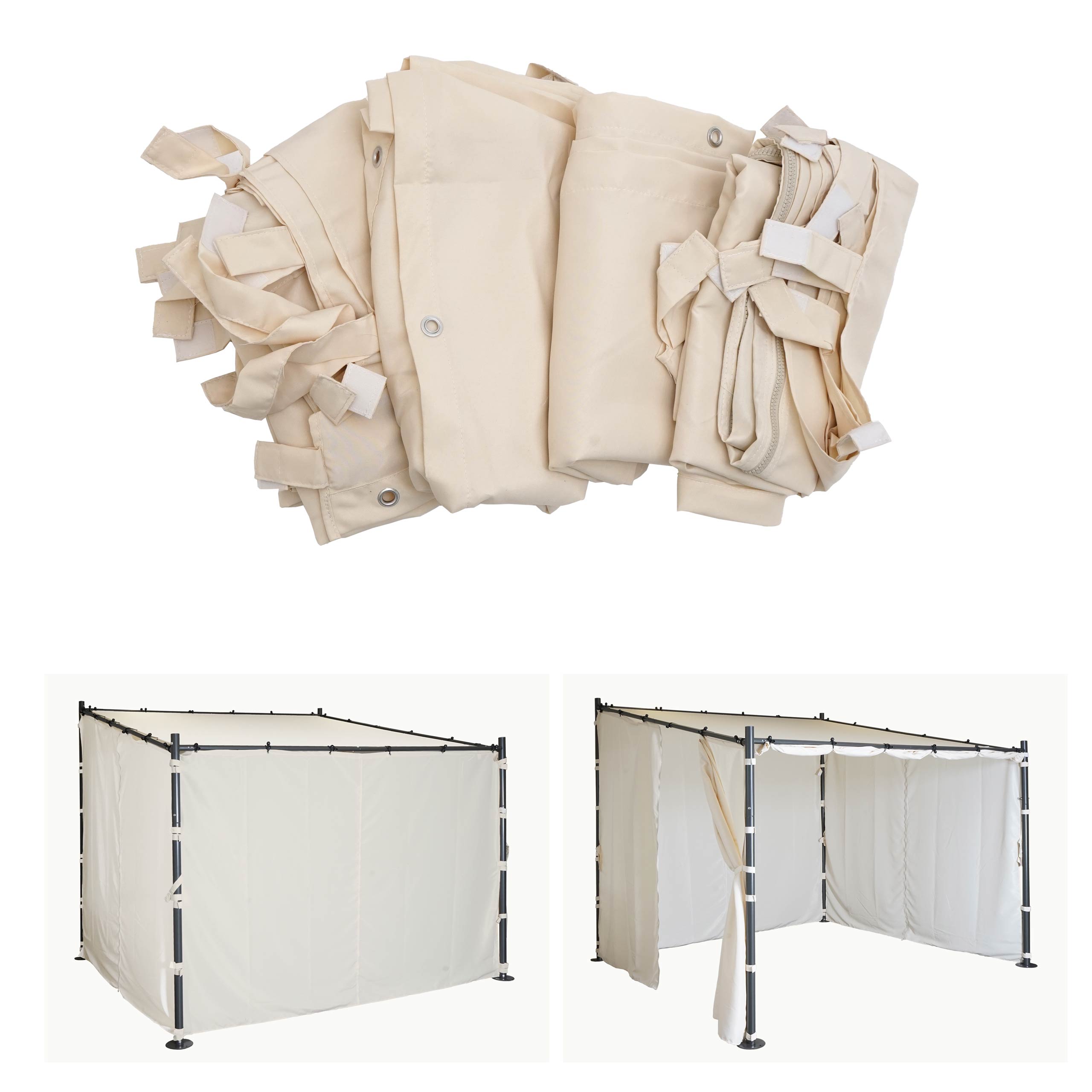 4er-Set Seitenwand f&uuml;r Pergola MCW-A22, Ersatzseitenwand Pavillon, 3x3m Polyester ~ creme - Bild 1