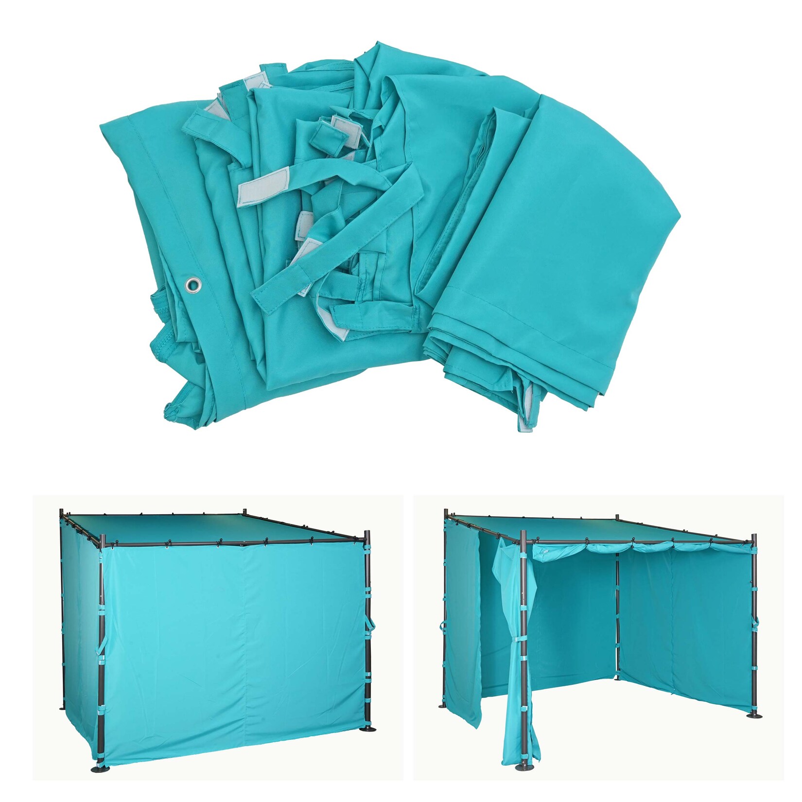 4er-Set Seitenwand für Pergola MCW-A22, Ersatzseitenwand Pavillon, 3x3m Polyester ~ türkis | 04057651427904