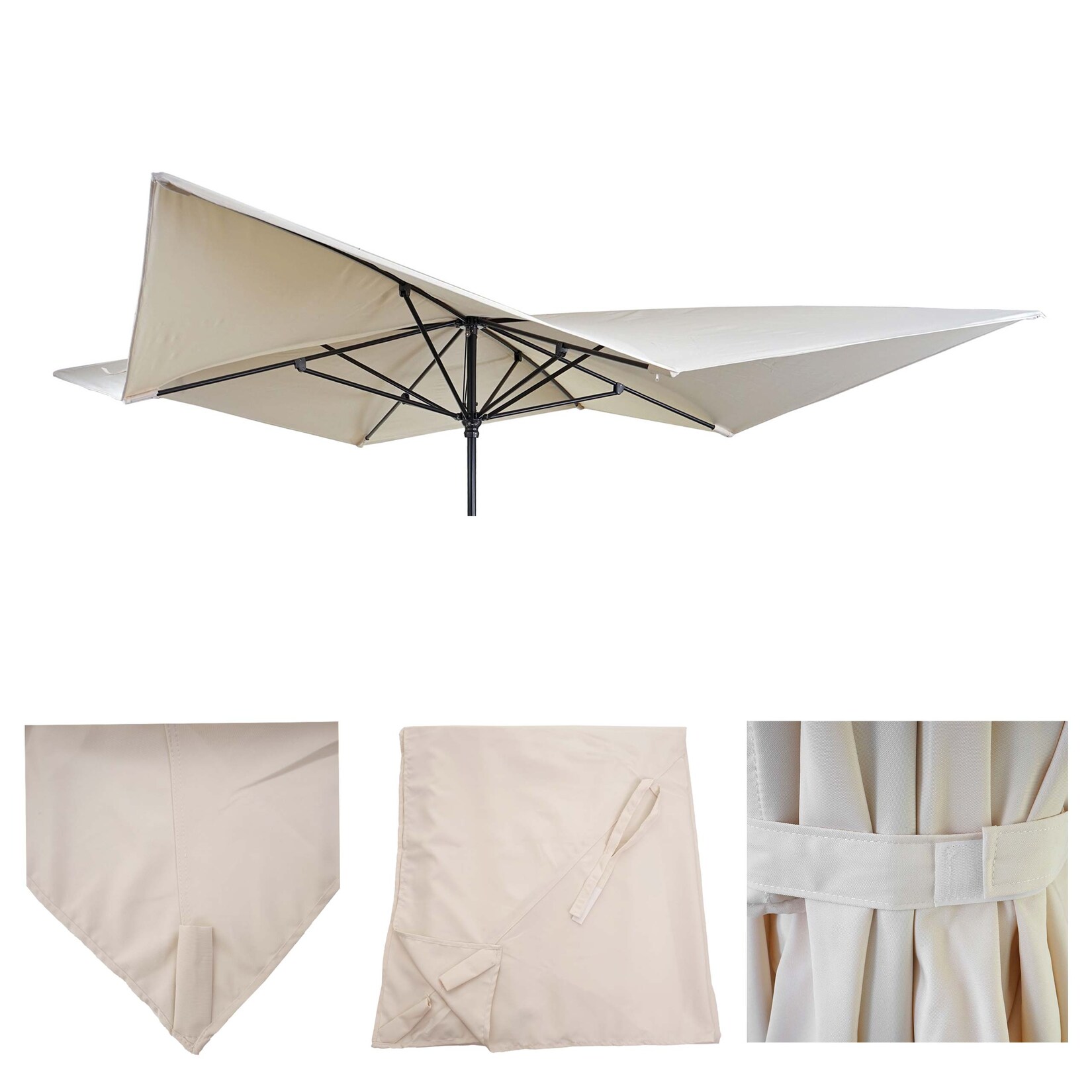 Ersatz-Bezug für Luxus-Sonnenschirm MCW-A37, Sonnenschirmbezug Ersatzbezug, 3x3m (Ø4,24m) Polyester ~ creme | 04057651429175